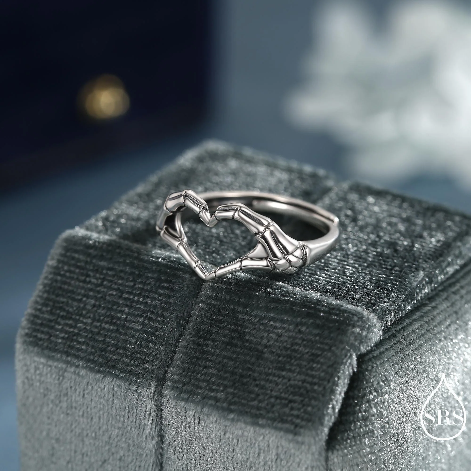 Skeleton Hands Heart Sterling Silver Ring – Gothic Love Collection - Adjustable Size - Image 4
