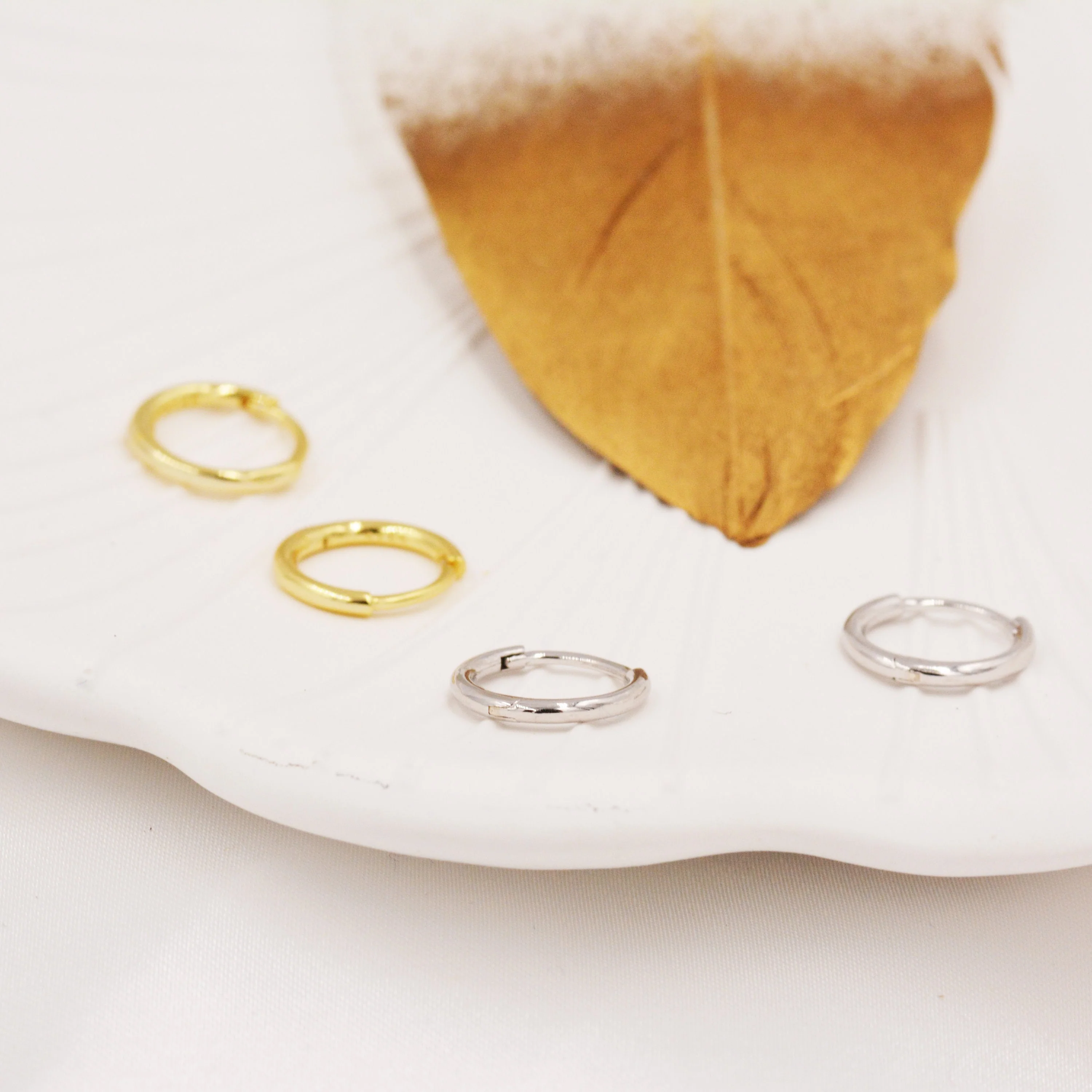 Skinny Huggie Hoops in Sterling Silver,  8mm and 10mm Hoops, Silver or Gold, Simple Hoop Earrings - Image 7