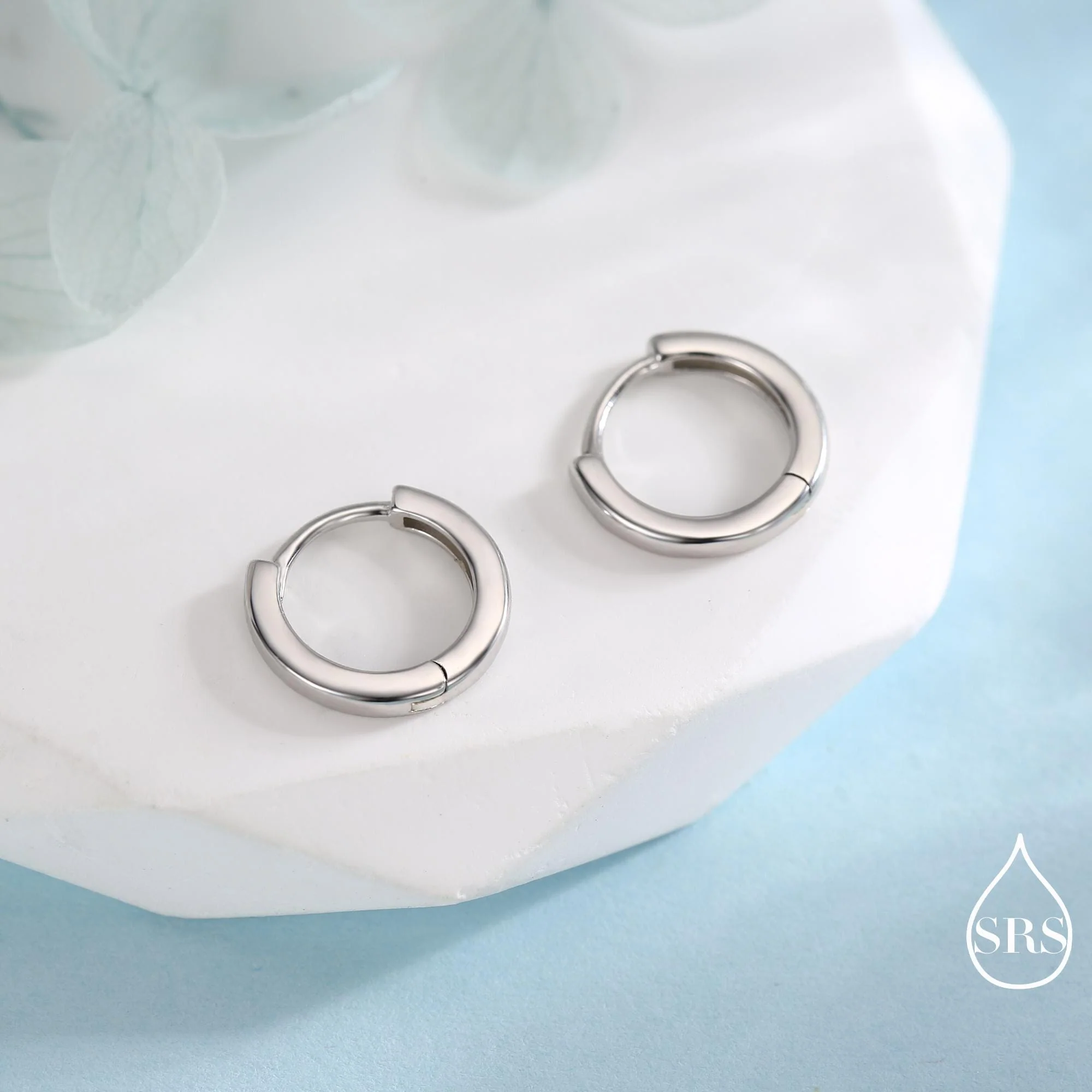 Skinny Huggie Hoops in Sterling Silver, Silver, Gold or Rose Gold, 8mm Hoops, Plain Hoop Earrings 8mm Hoops - Image 3