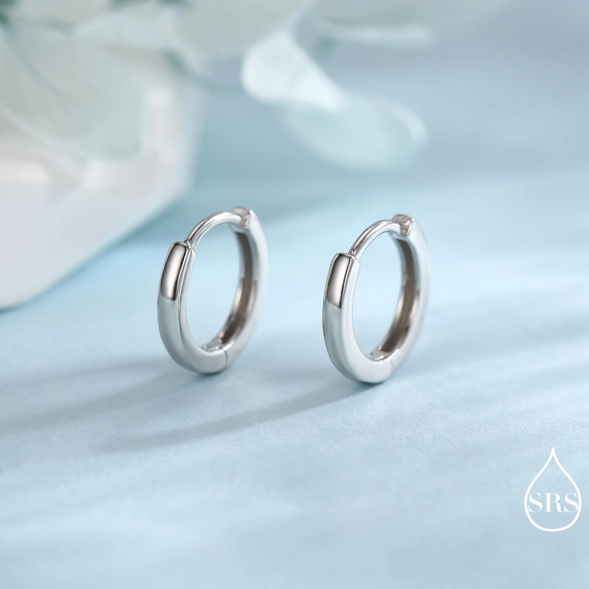 Skinny Huggie Hoops in Sterling Silver, Silver, Gold or Rose Gold, 8mm Hoops, Plain Hoop Earrings 8mm Hoops - Image 4