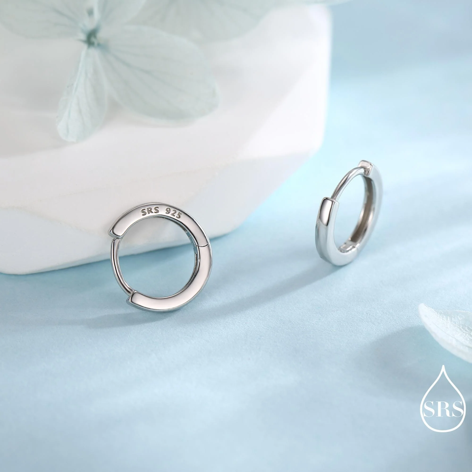 Skinny Huggie Hoops in Sterling Silver, Silver, Gold or Rose Gold, 8mm Hoops, Plain Hoop Earrings 8mm Hoops - Image 5