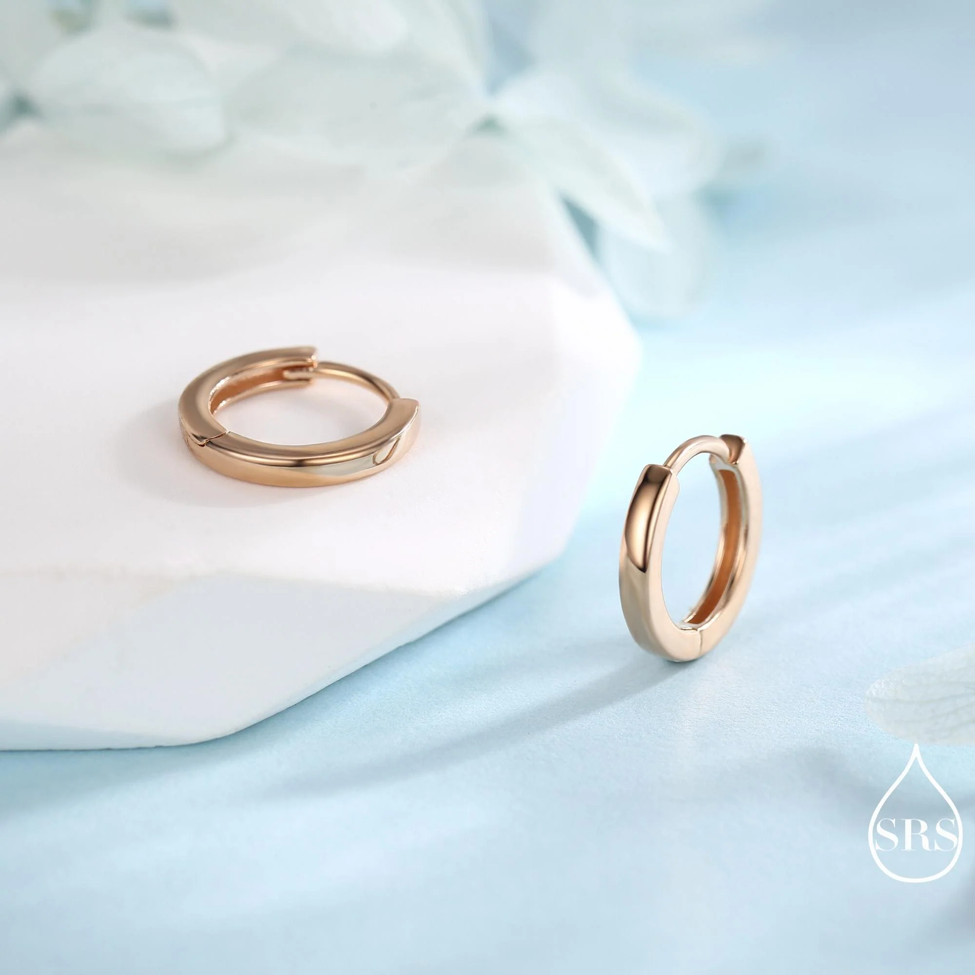 Skinny Huggie Hoops in Sterling Silver, Silver, Gold or Rose Gold, 8mm Hoops, Plain Hoop Earrings 8mm Hoops - Image 7