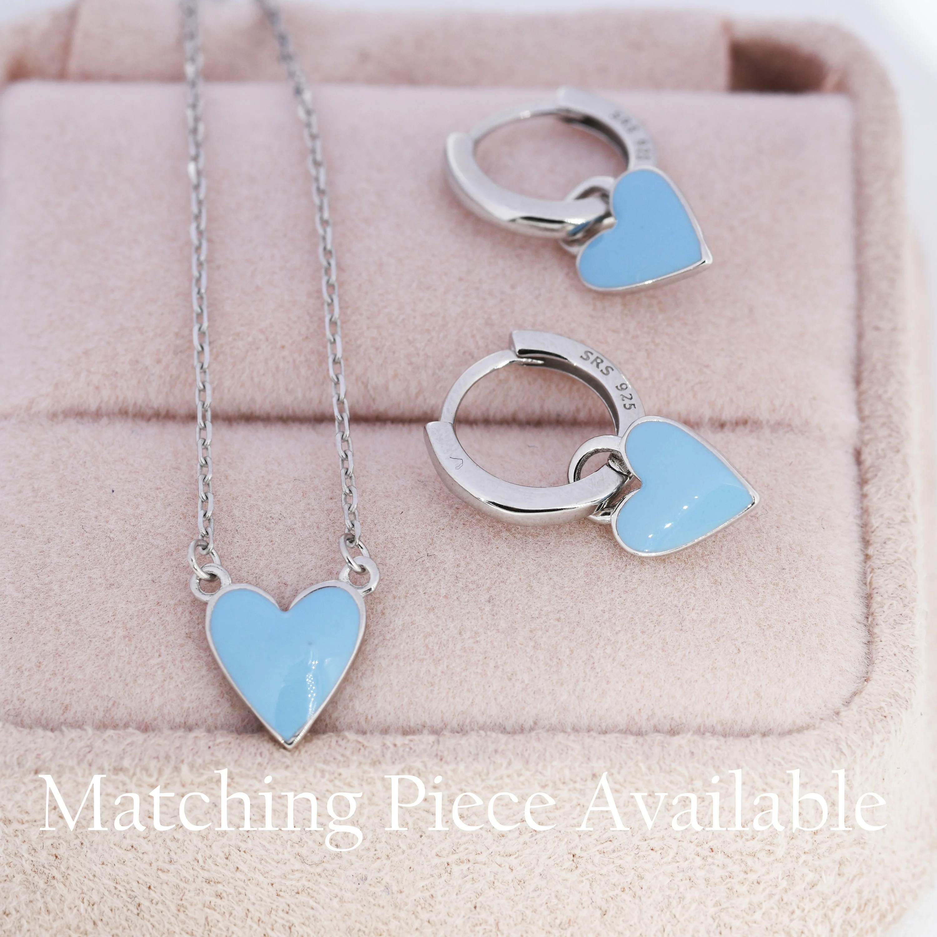 Sky Blue Enamel Heart Pendant Necklace in Sterling Silver, Blue Heart Necklace, Dainty and Tiny - Image 7