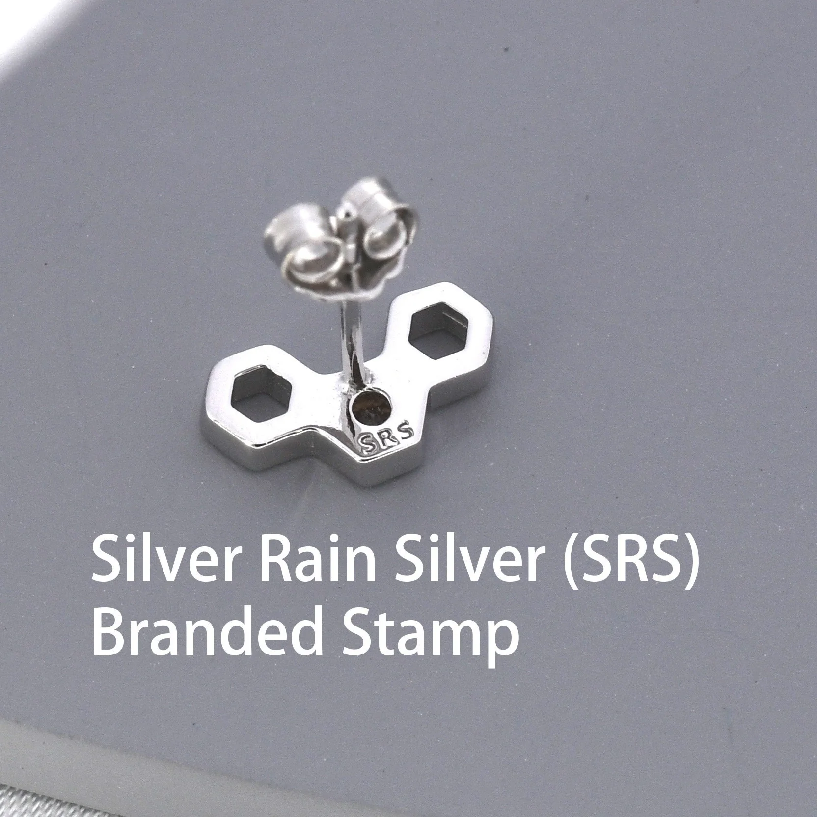 Small Honeycomb Stud Earrings in Sterling Silver, Silver or Gold, Nature Inspired - Image 7