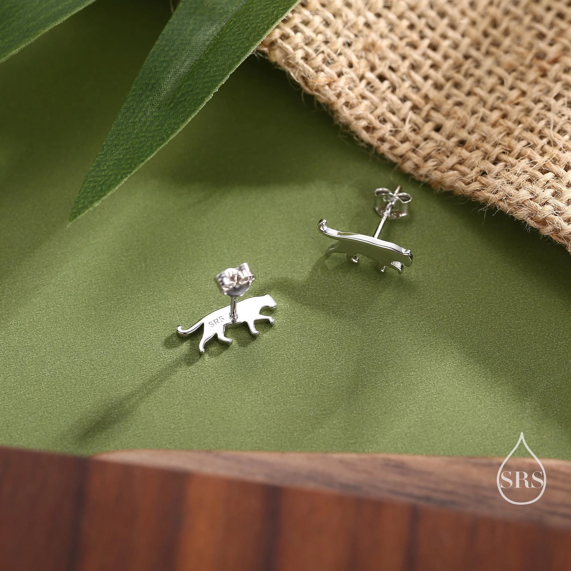 Small Leopard Silhouette Stud Earrings in Sterling Silver, Silver or Gold or Rose Gold, Jaguar Earrings,  Nature Inspired Animal Earrings - Image 3