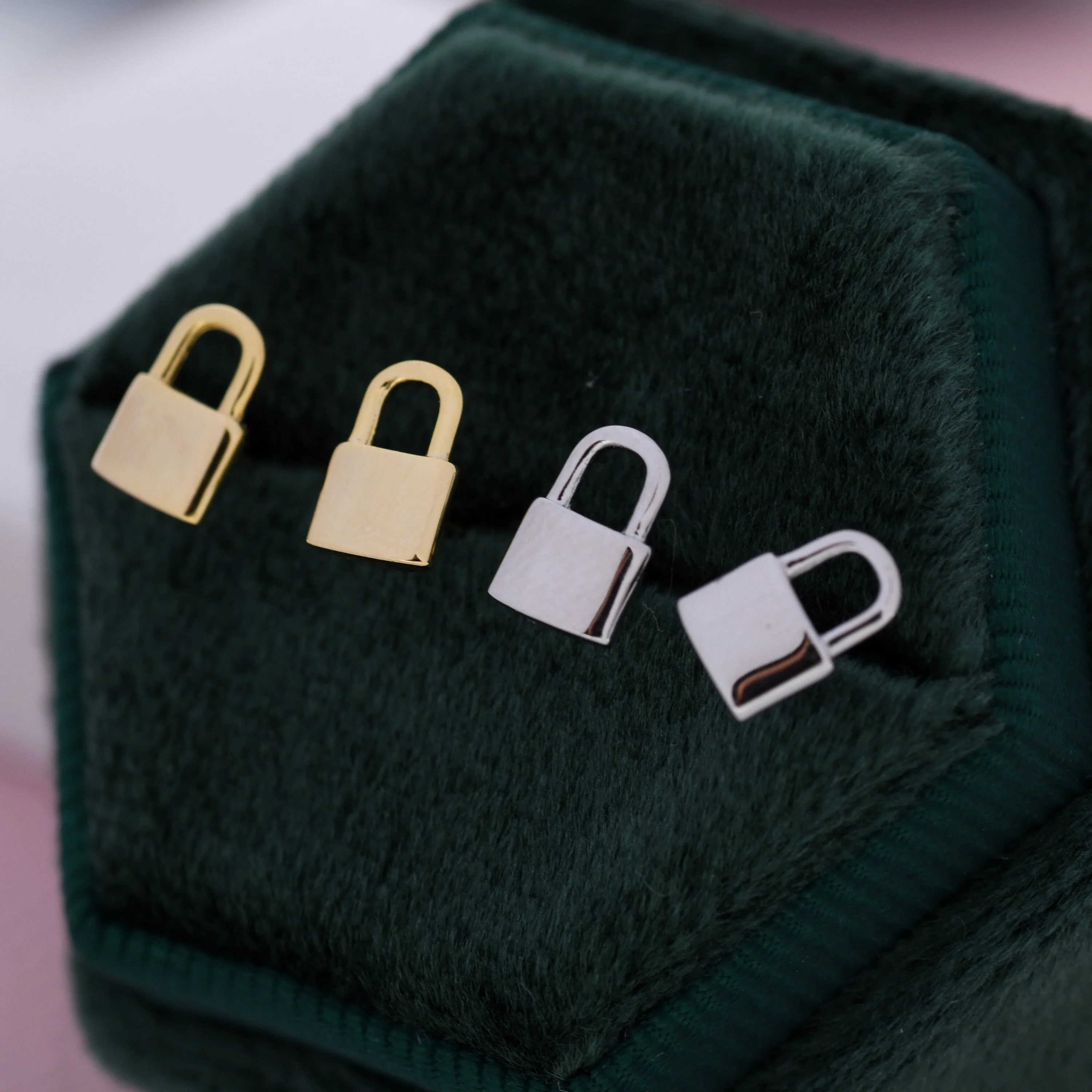 Small Padlock Stud Earrings in Sterling Silver, Silver or Gold, Small Lock Earrings, Tiny Padlock Earrings - Image 6