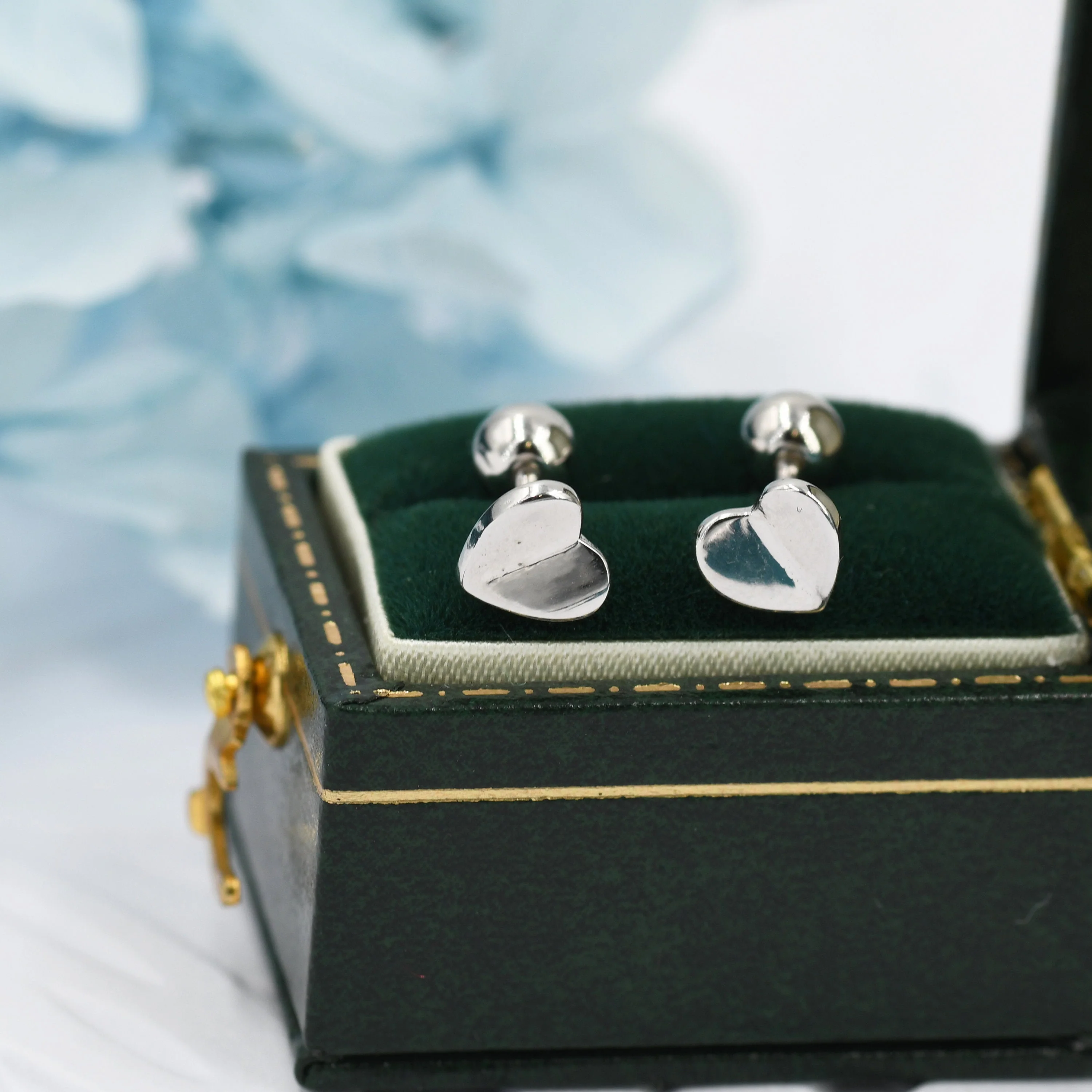 Small Pair of Folded Heart Screw Back Earrings in Sterling Silver, Rose Gold, Silver- helix, cartilage, conch, tragus - Image 5