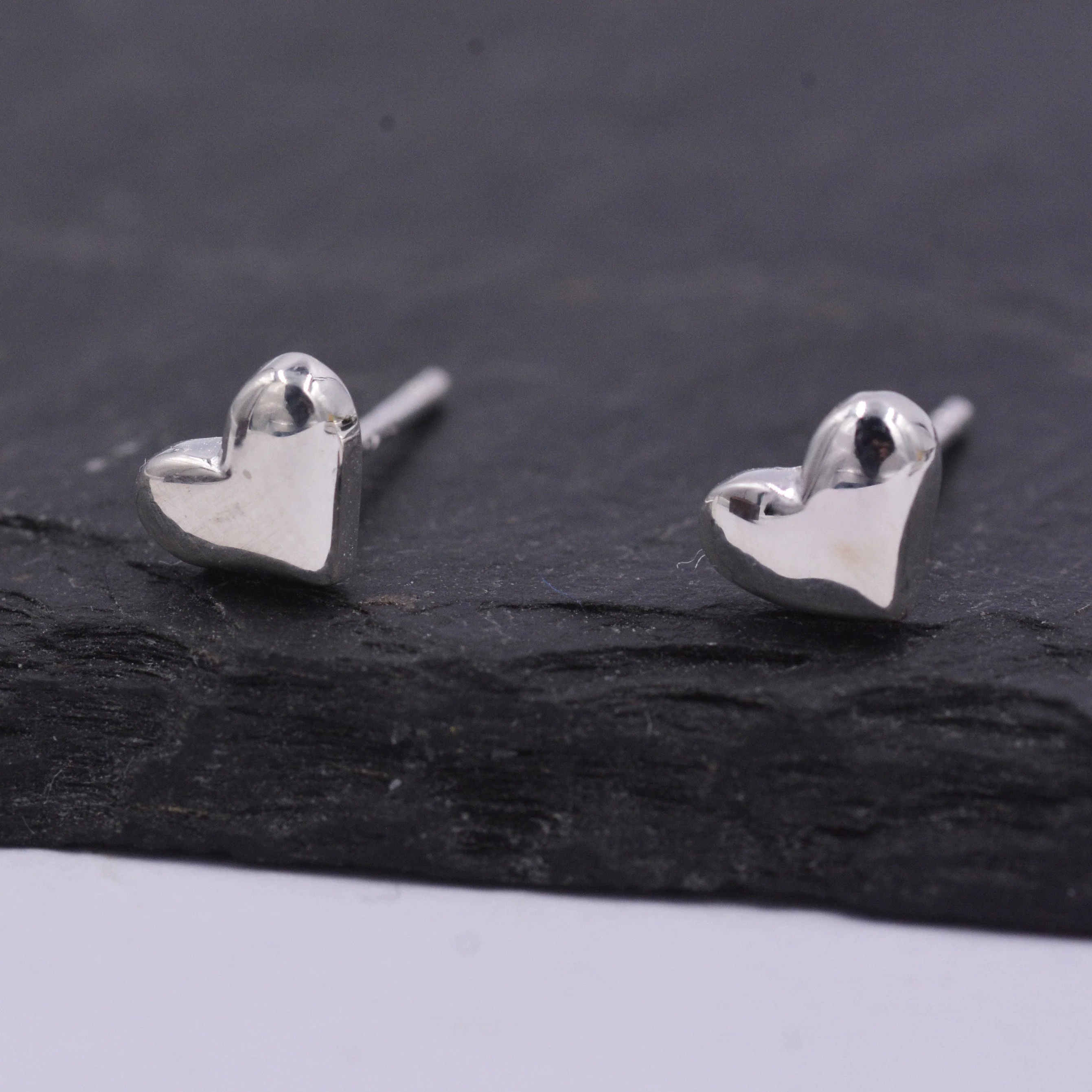 Tiny Pair of Heart Stud Earrings in Sterling Silver, Simple Stud, Silver and Rose Gold, Minimalist and Stylish - Image 4