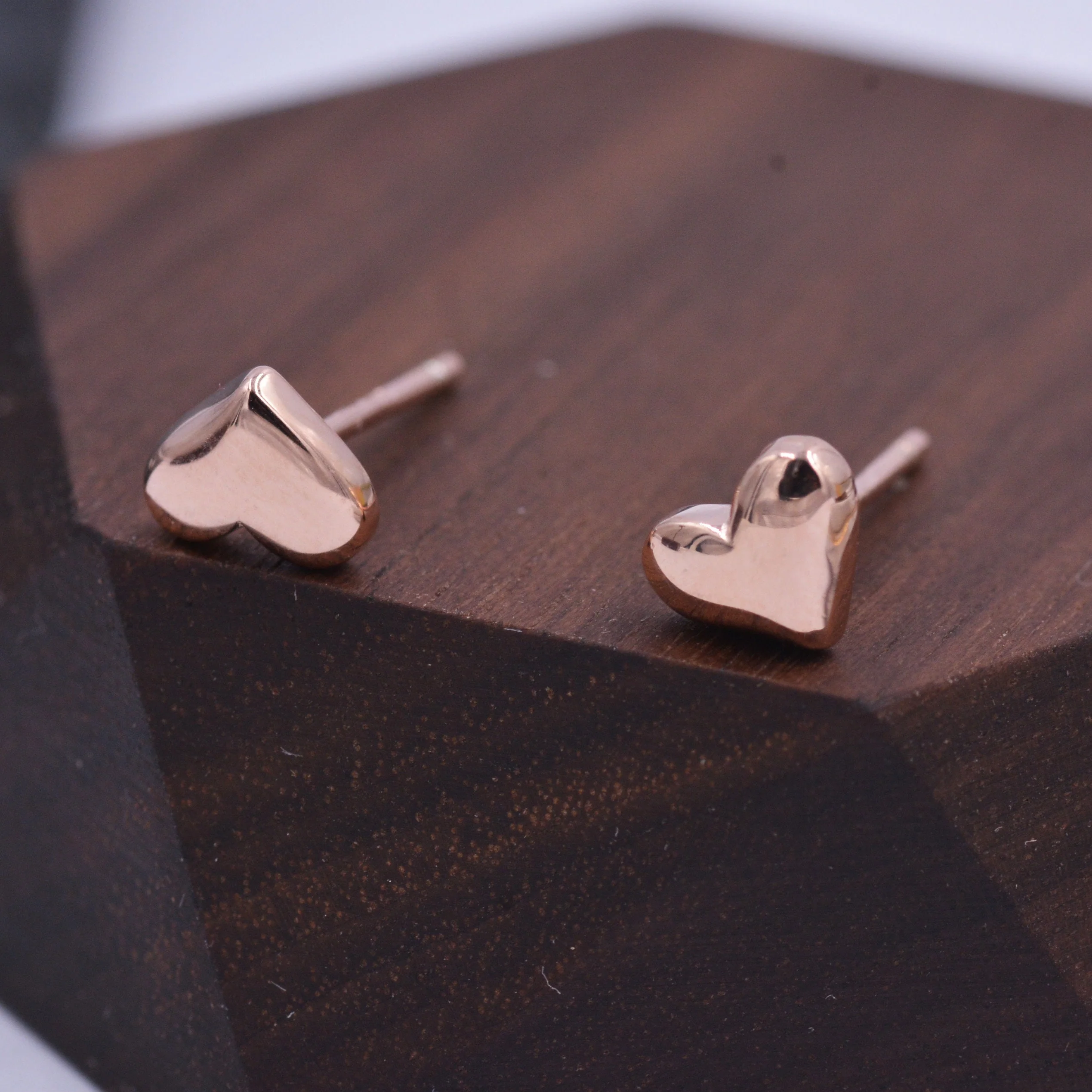 Tiny Pair of Heart Stud Earrings in Sterling Silver, Simple Stud, Silver and Rose Gold, Minimalist and Stylish - Image 5