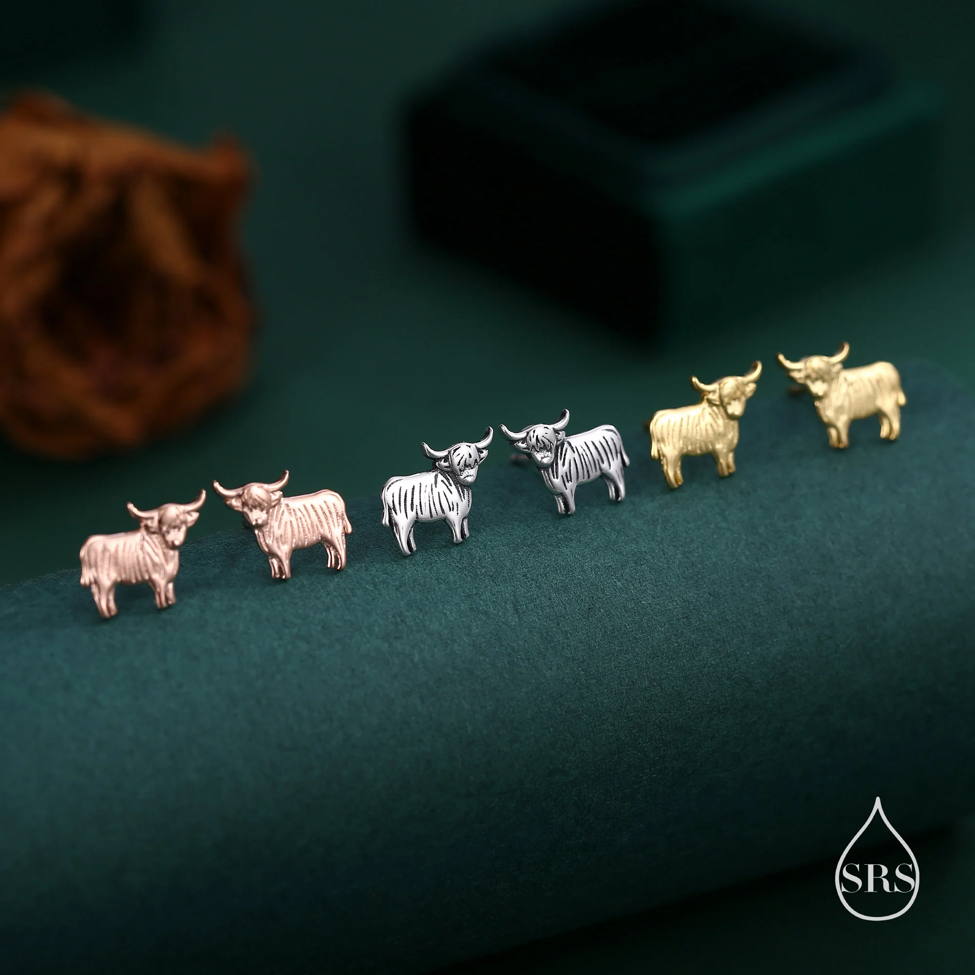 Small Pair of Highland Cow Stud Earrings in Sterling Silver, Silver or Gold or Rose Gold, Cute Bull Earrings, Scottish Design - Image 4