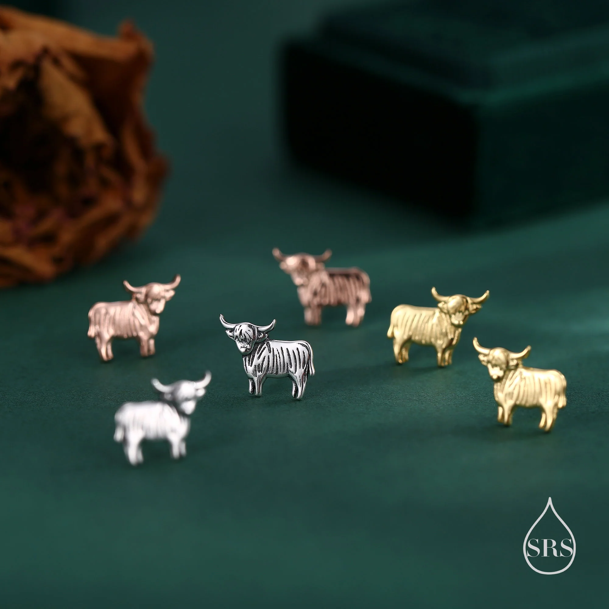 Small Pair of Highland Cow Stud Earrings in Sterling Silver, Silver or Gold or Rose Gold, Cute Bull Earrings, Scottish Design - Image 5