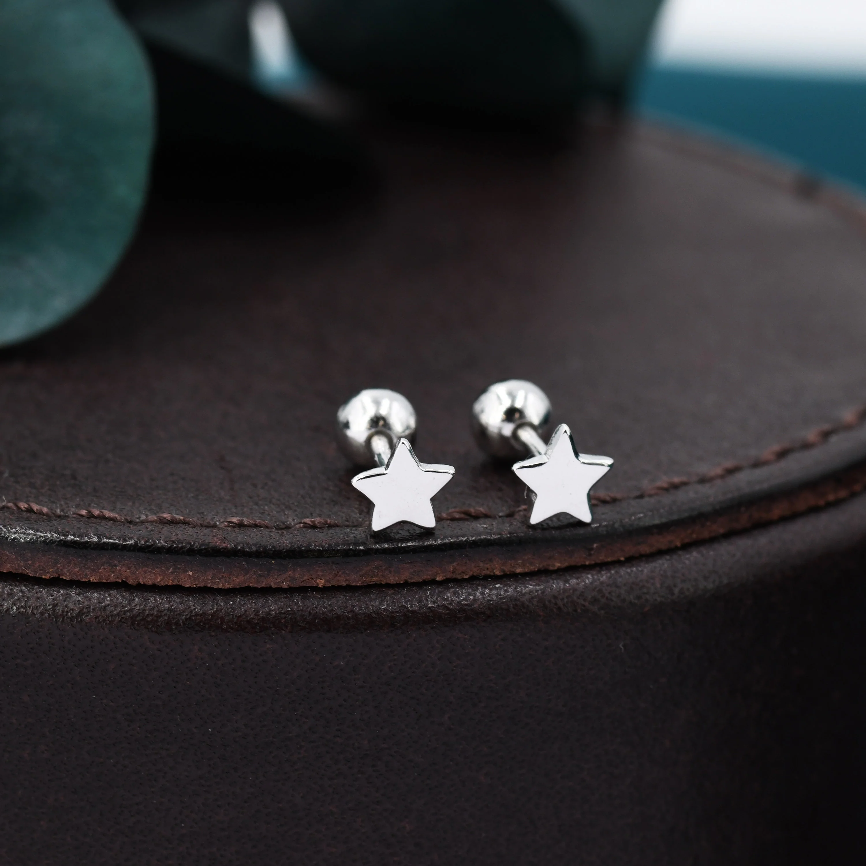 Tiny Star 18G Screw Back Earrings in Sterling Silver - Image 3