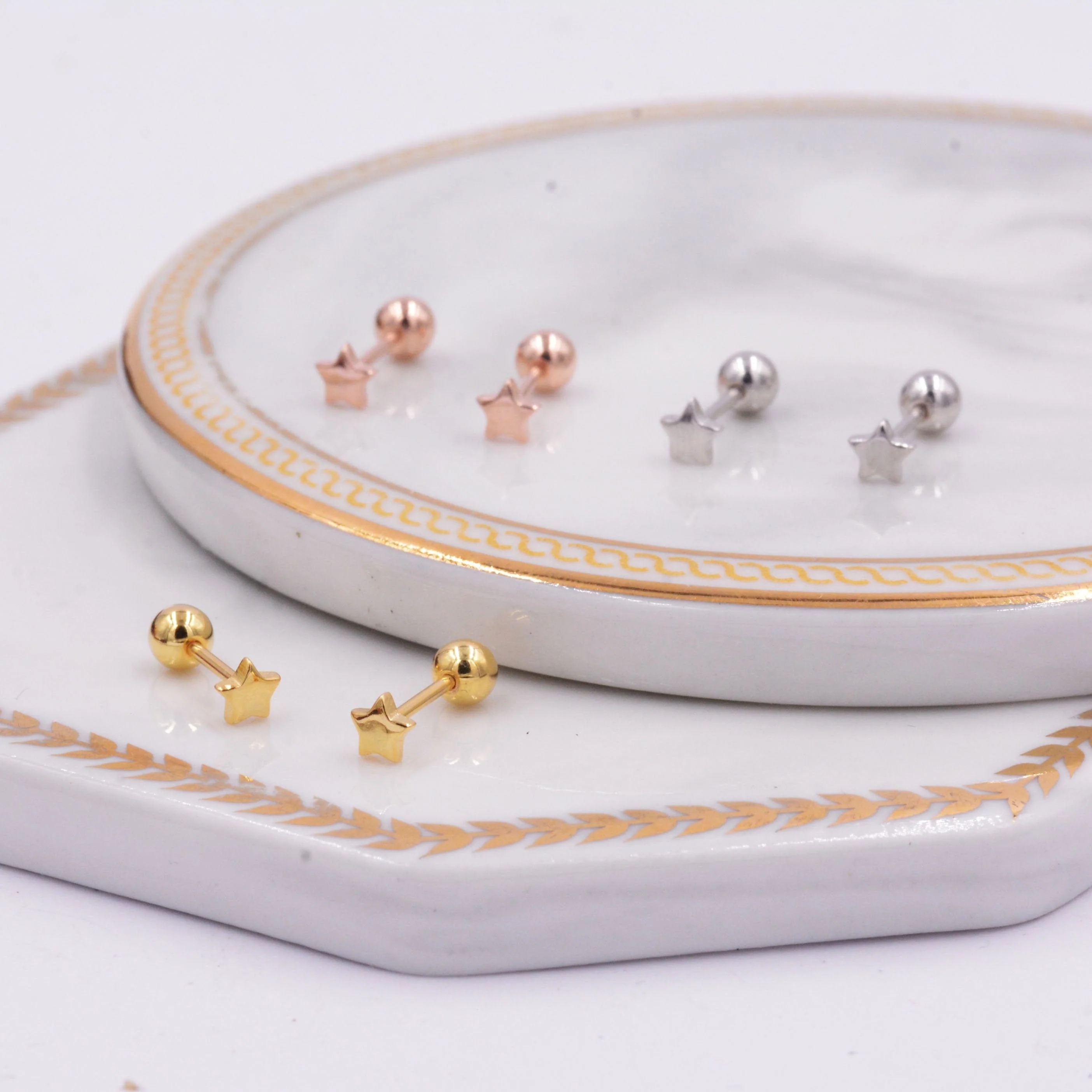 Tiny Star 18G Screw Back Earrings in Sterling Silver - Image 8
