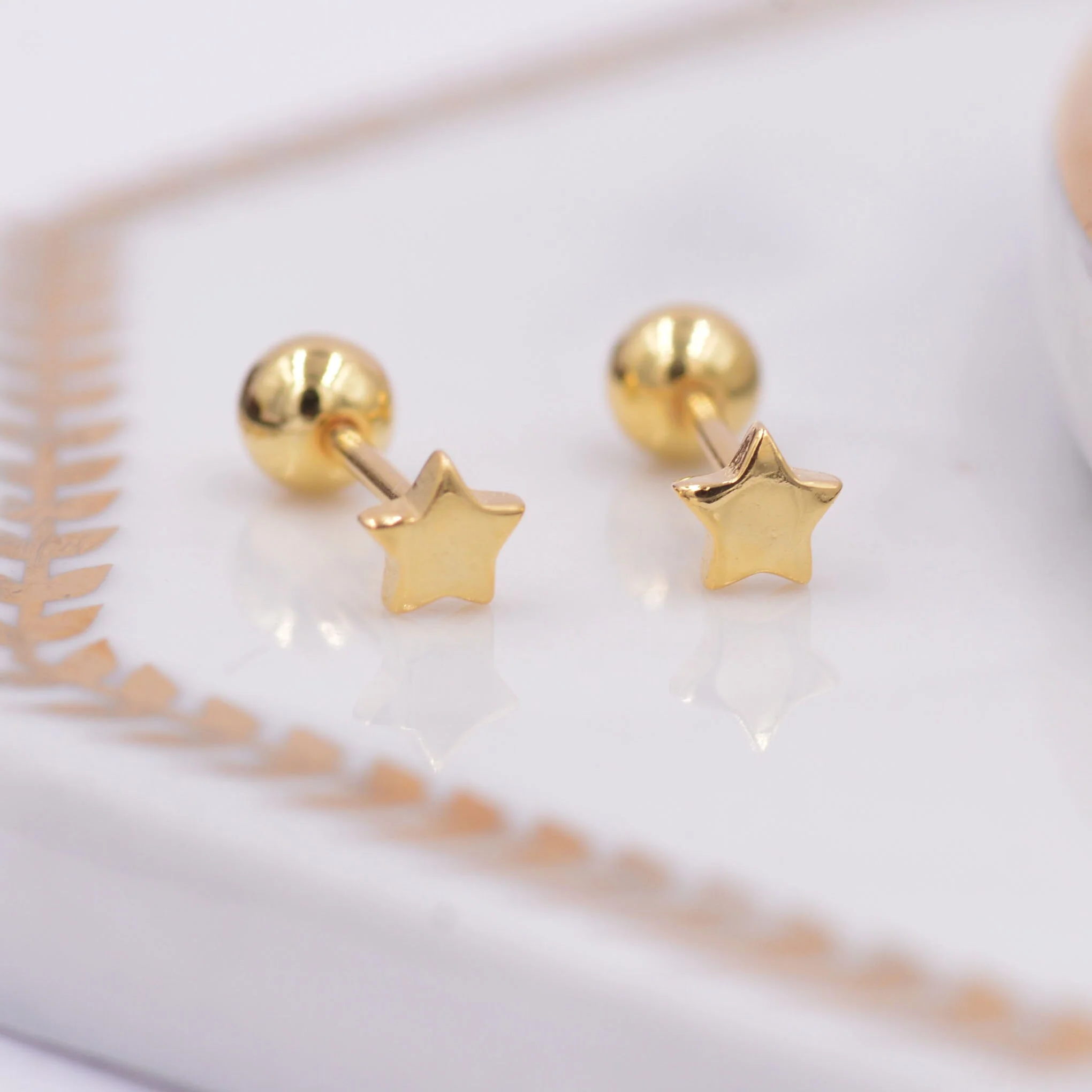 Tiny Star 18G Screw Back Earrings in Sterling Silver - Image 9