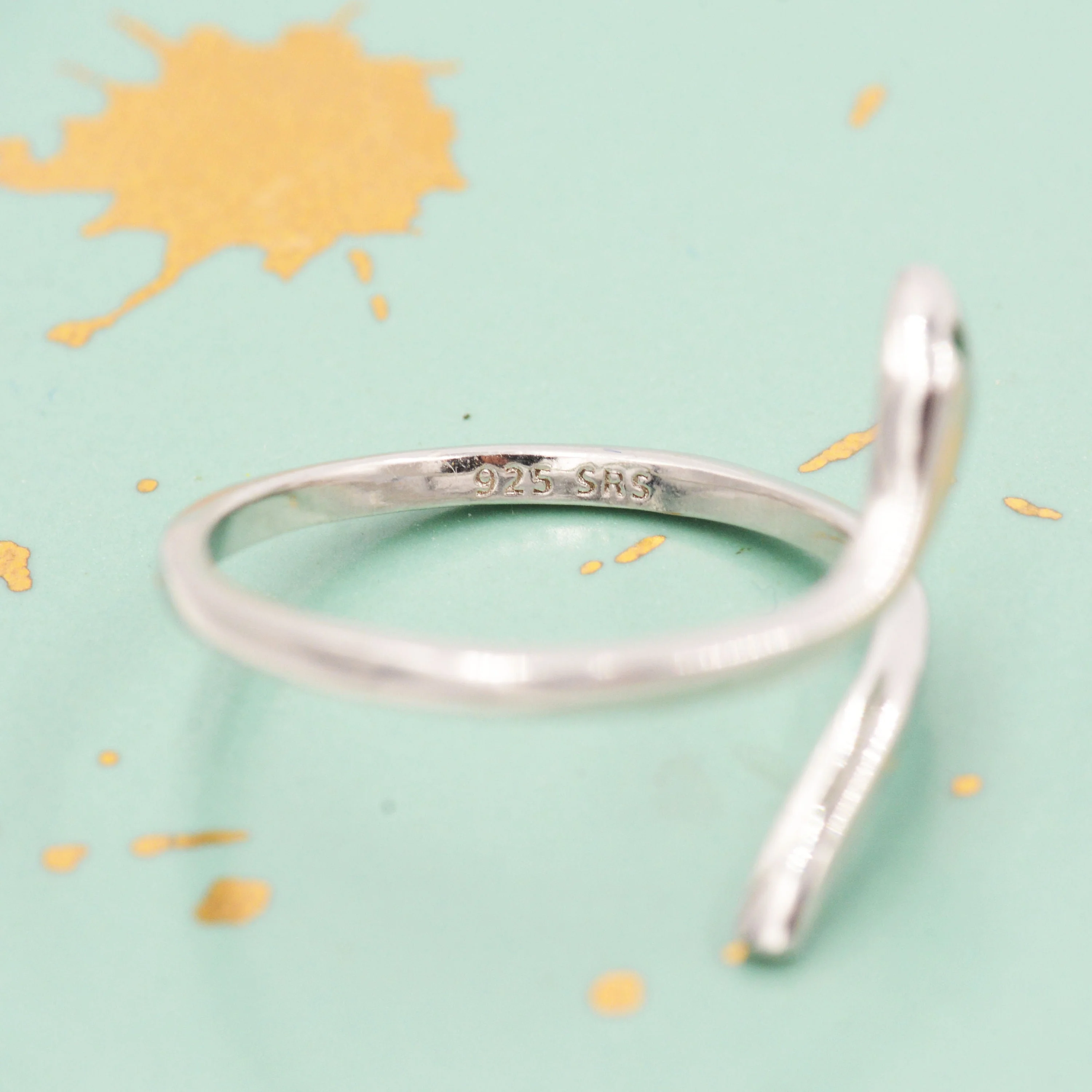 Snake Wrap Ring in Sterling Silver - Emerald Green Eyed Snake Ring - Adjustable and Available in Three Sizes - Image 6