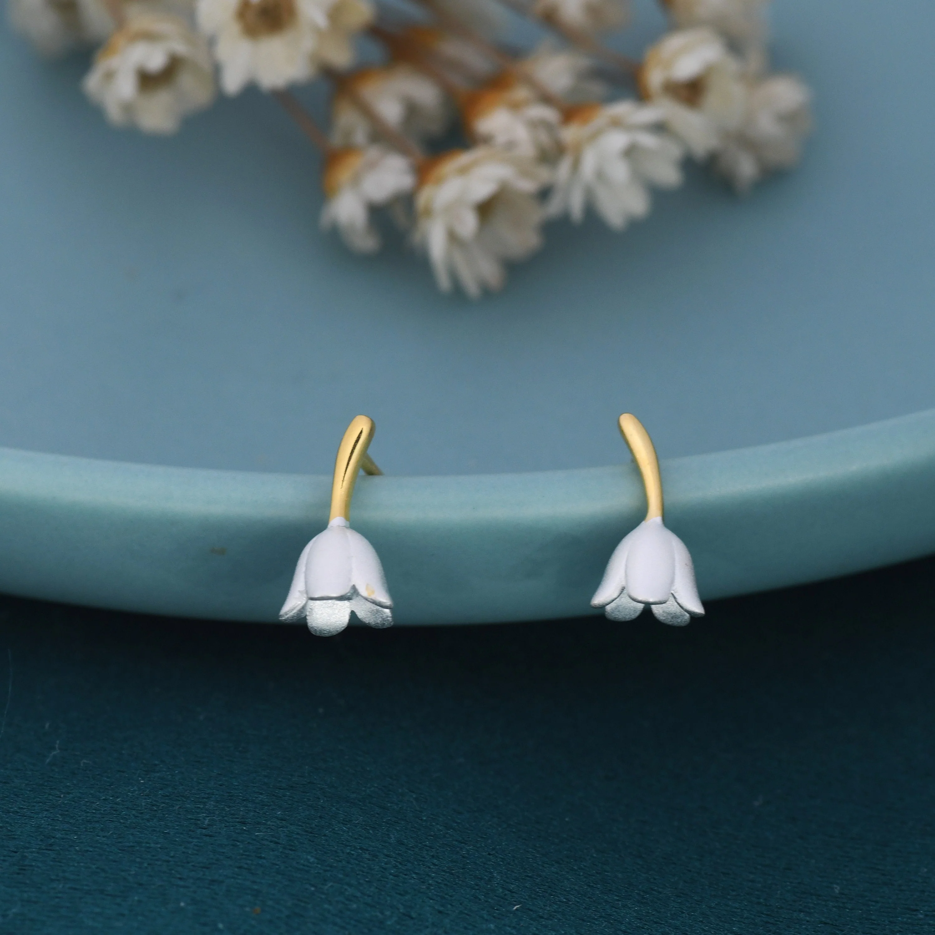 Lily of the Valley Flower Stud Earrings in Sterling Silver - Flower Blossom Stud Earrings  - Cute,  Fun, Whimsical - Image 5