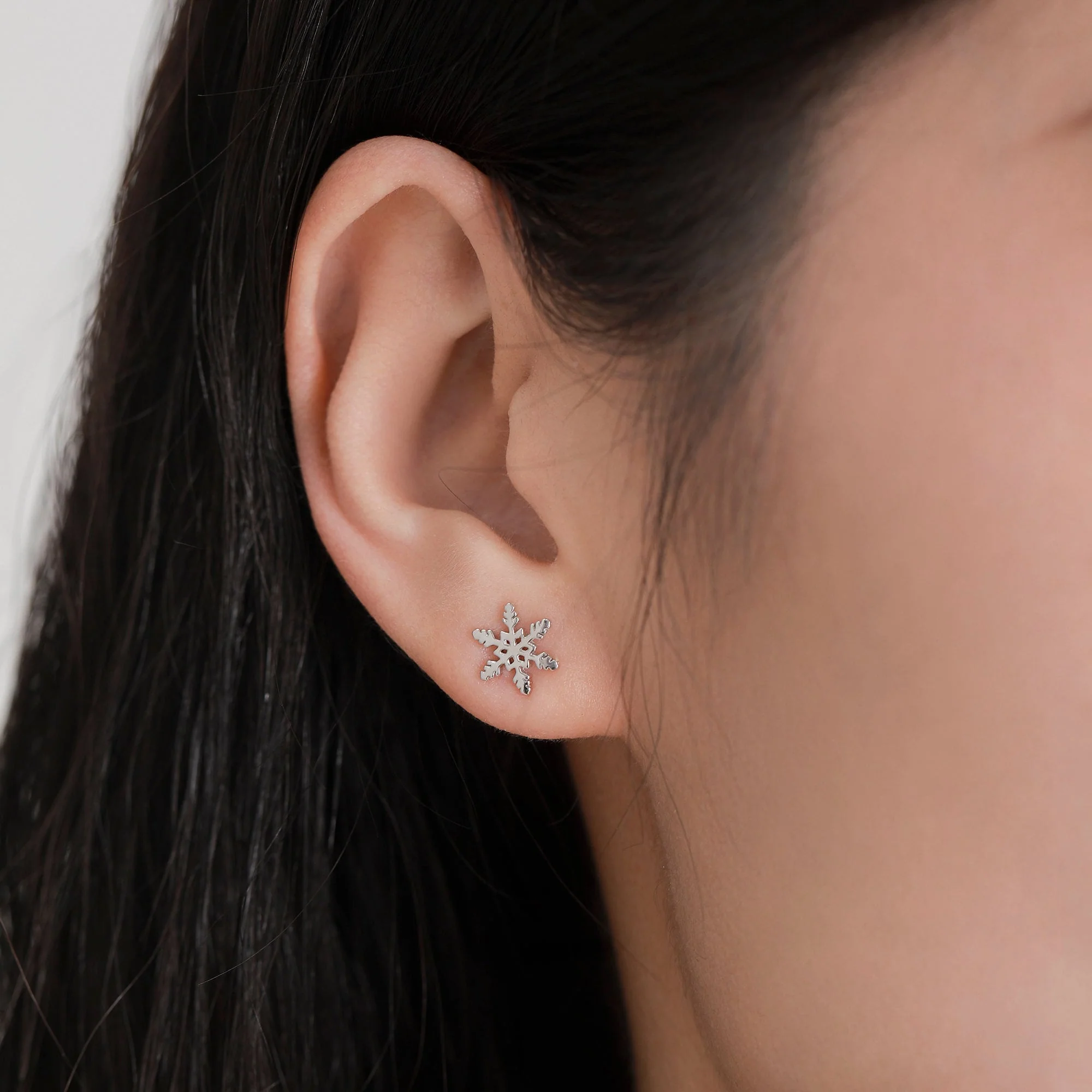 Snowflake Stud Earrings in Sterling Silver, Small Snow Earrings, Available in Three Finishes - Silver, Gold and Rose Gold, Dainty Snowflake - Image 7