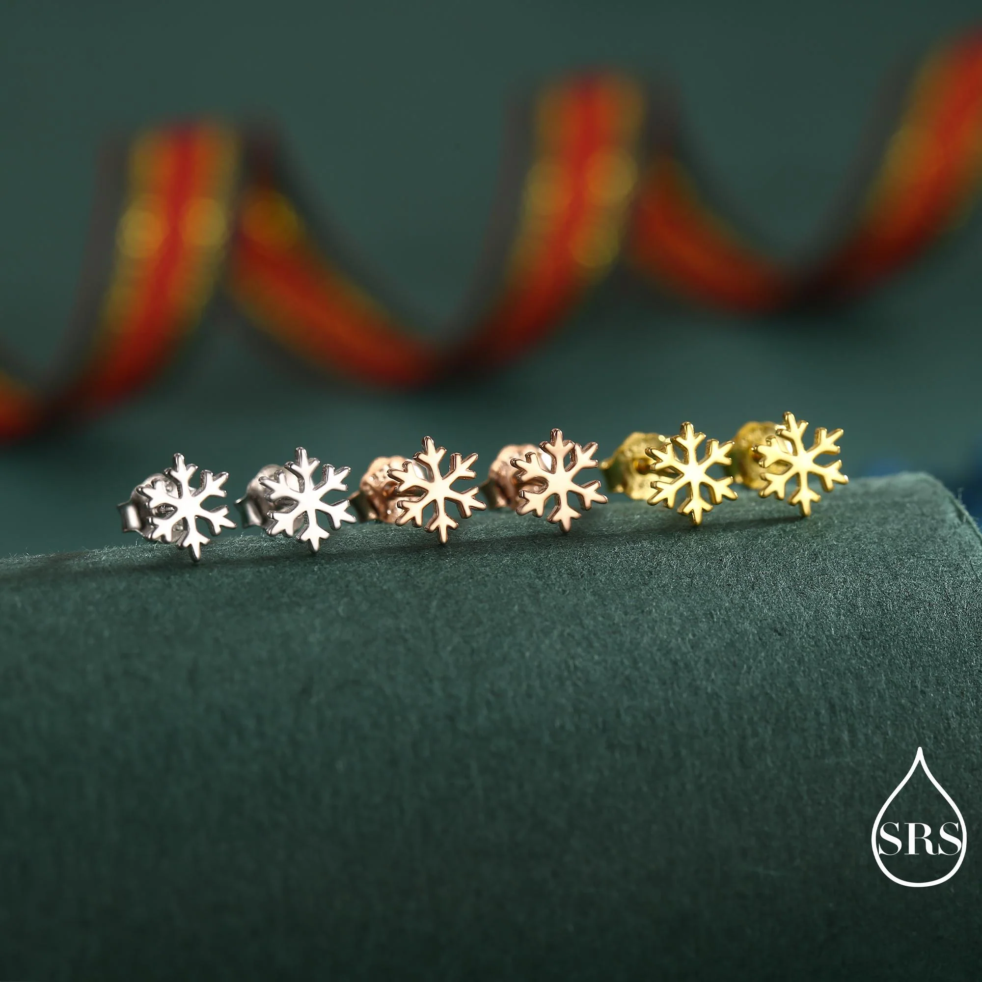 Snowflake Stud Earrings in Sterling Silver, Snow Earrings, Available in Three Finishes - Silver, Gold and Rose Gold, Dainty Snowflake - Image 15