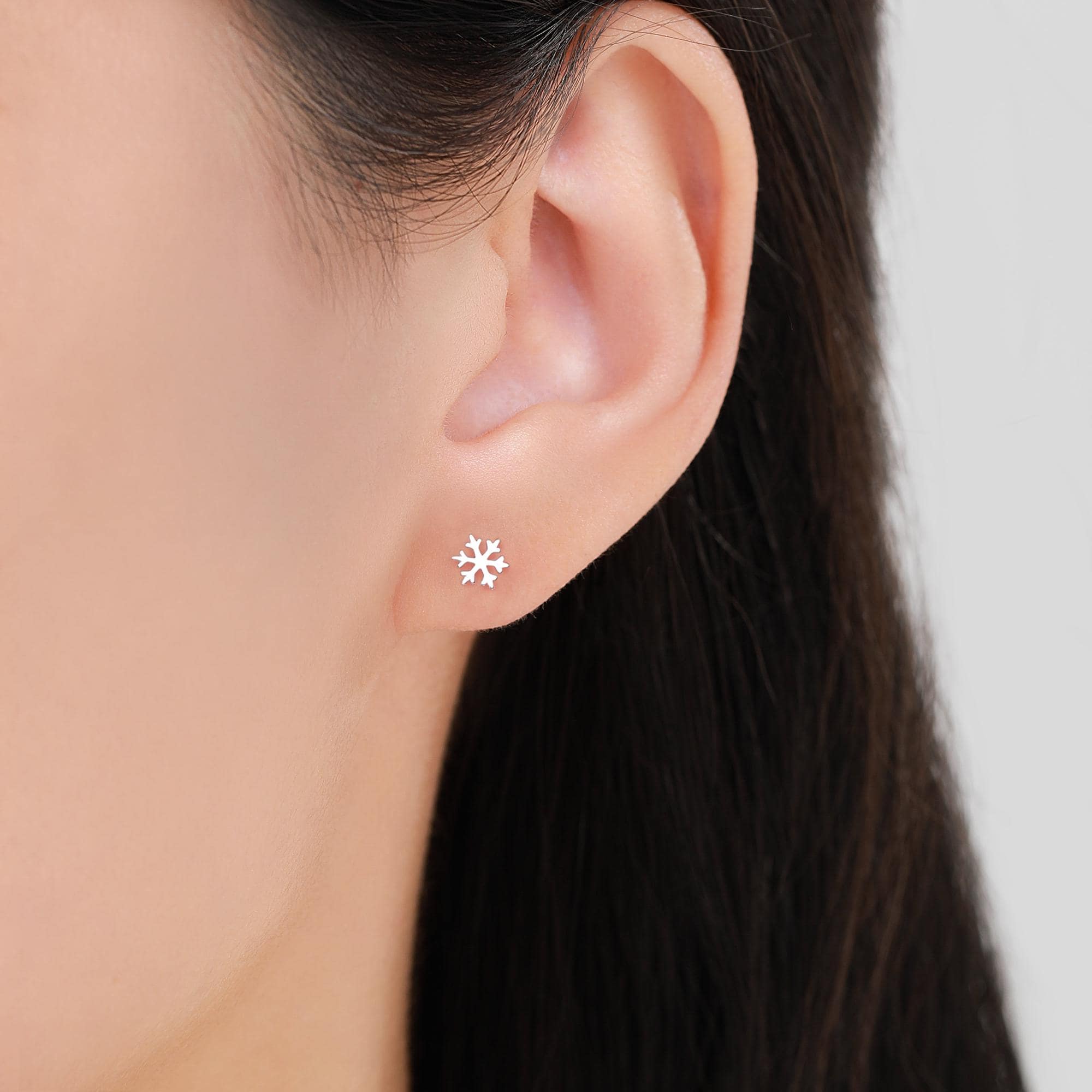 Snowflake Stud Earrings in Sterling Silver, Snow Earrings, Available in Three Finishes - Silver, Gold and Rose Gold, Dainty Snowflake - Image 16