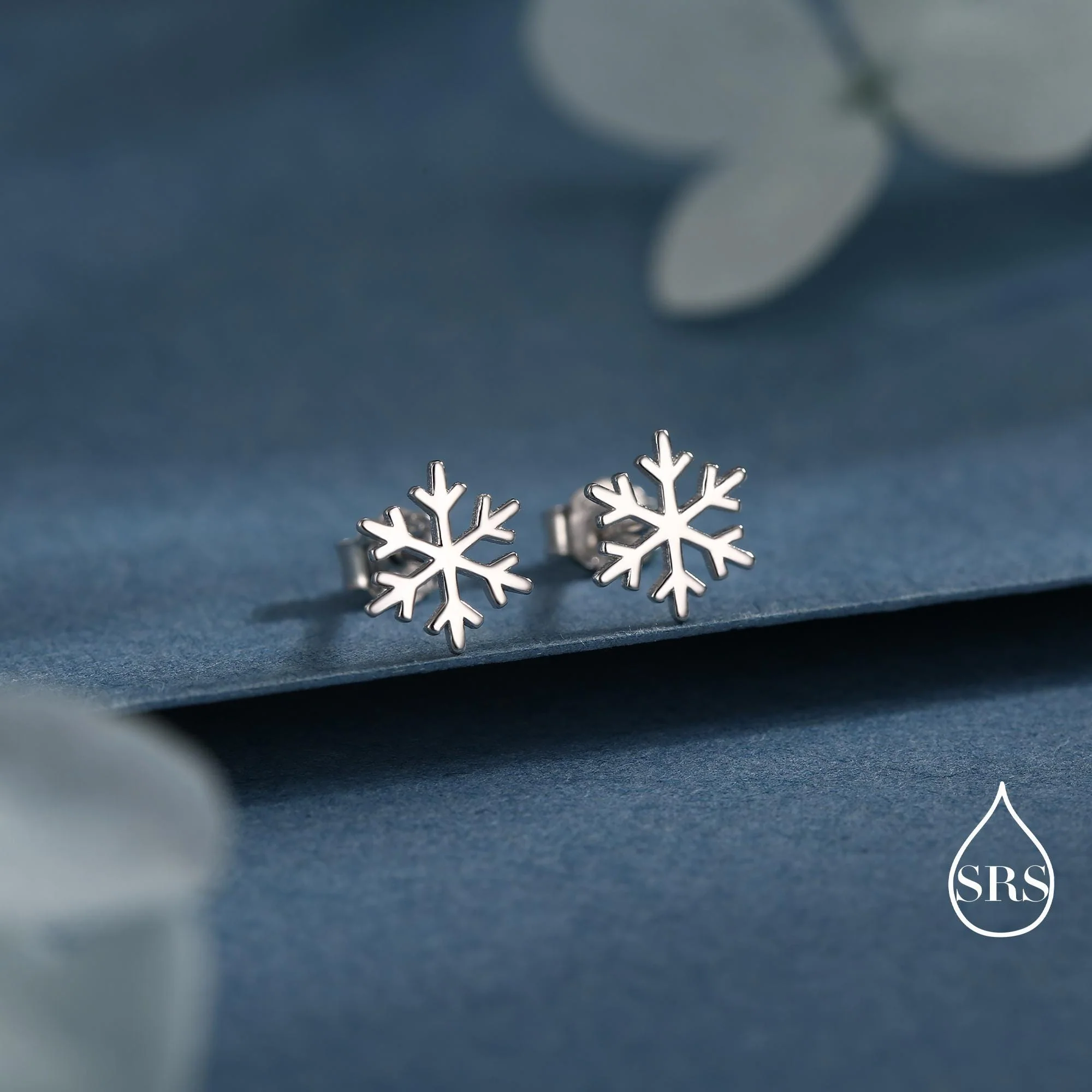 Snowflake Stud Earrings in Sterling Silver, Snow Earrings, Available in Three Finishes - Silver, Gold and Rose Gold, Dainty Snowflake - Image 4
