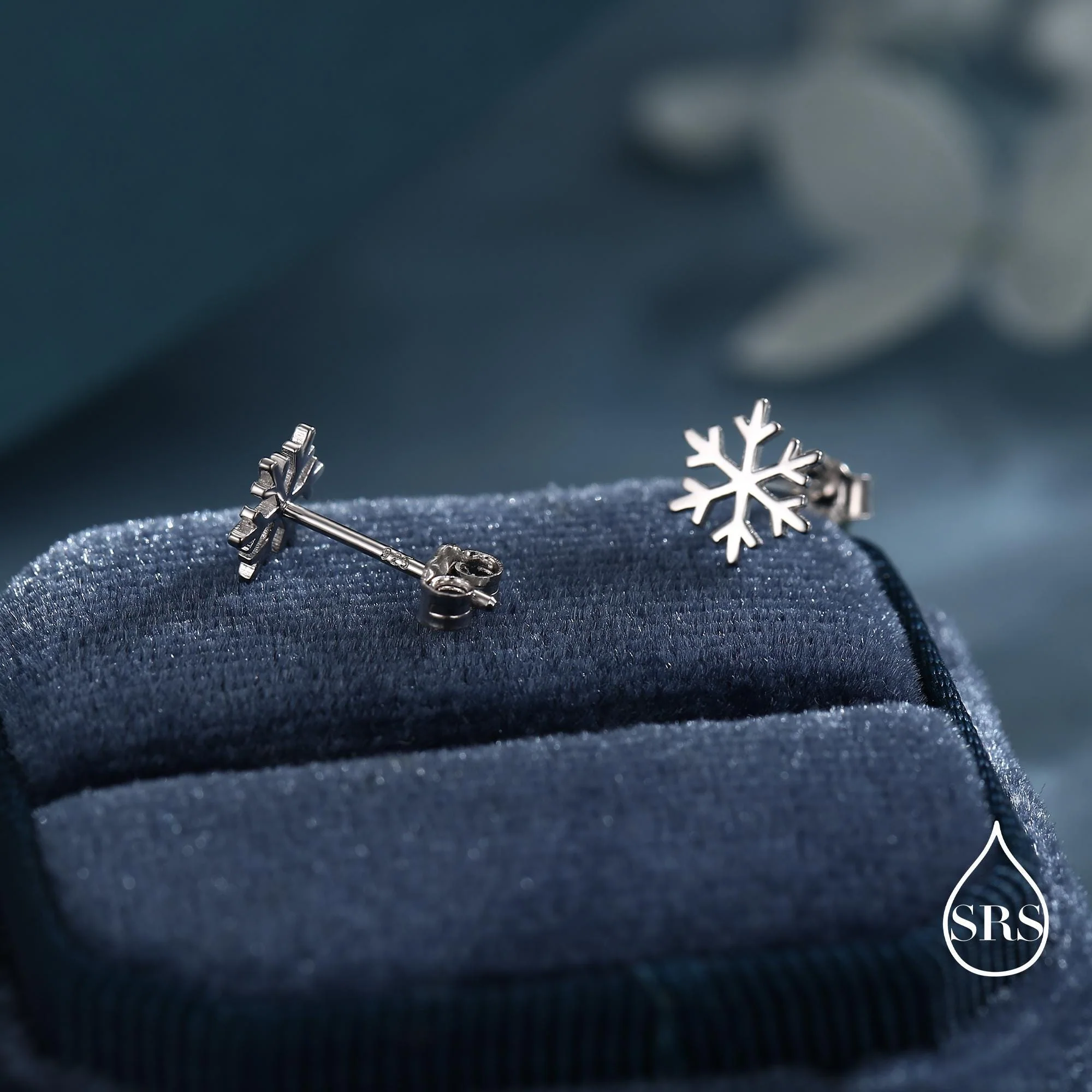 Snowflake Stud Earrings in Sterling Silver, Snow Earrings, Available in Three Finishes - Silver, Gold and Rose Gold, Dainty Snowflake - Image 6