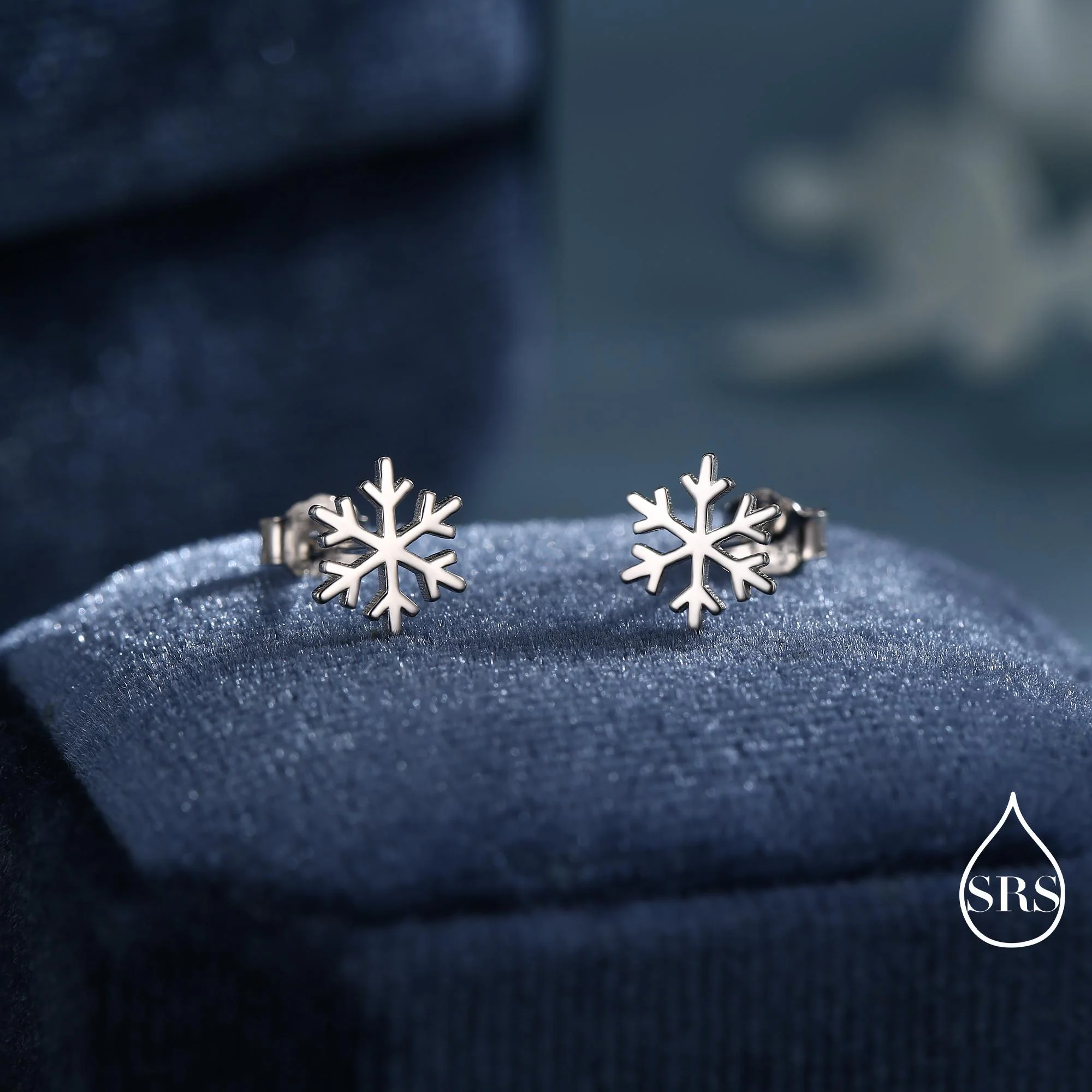 Snowflake Stud Earrings in Sterling Silver, Snow Earrings, Available in Three Finishes - Silver, Gold and Rose Gold, Dainty Snowflake - Image 7
