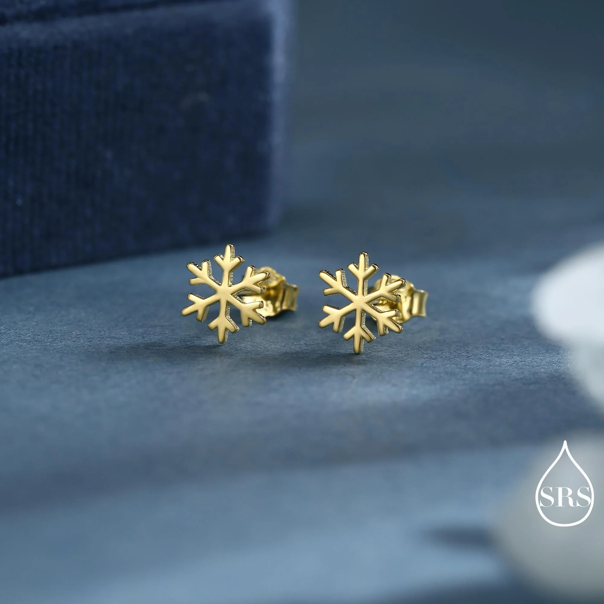 Snowflake Stud Earrings in Sterling Silver, Snow Earrings, Available in Three Finishes - Silver, Gold and Rose Gold, Dainty Snowflake - Image 8
