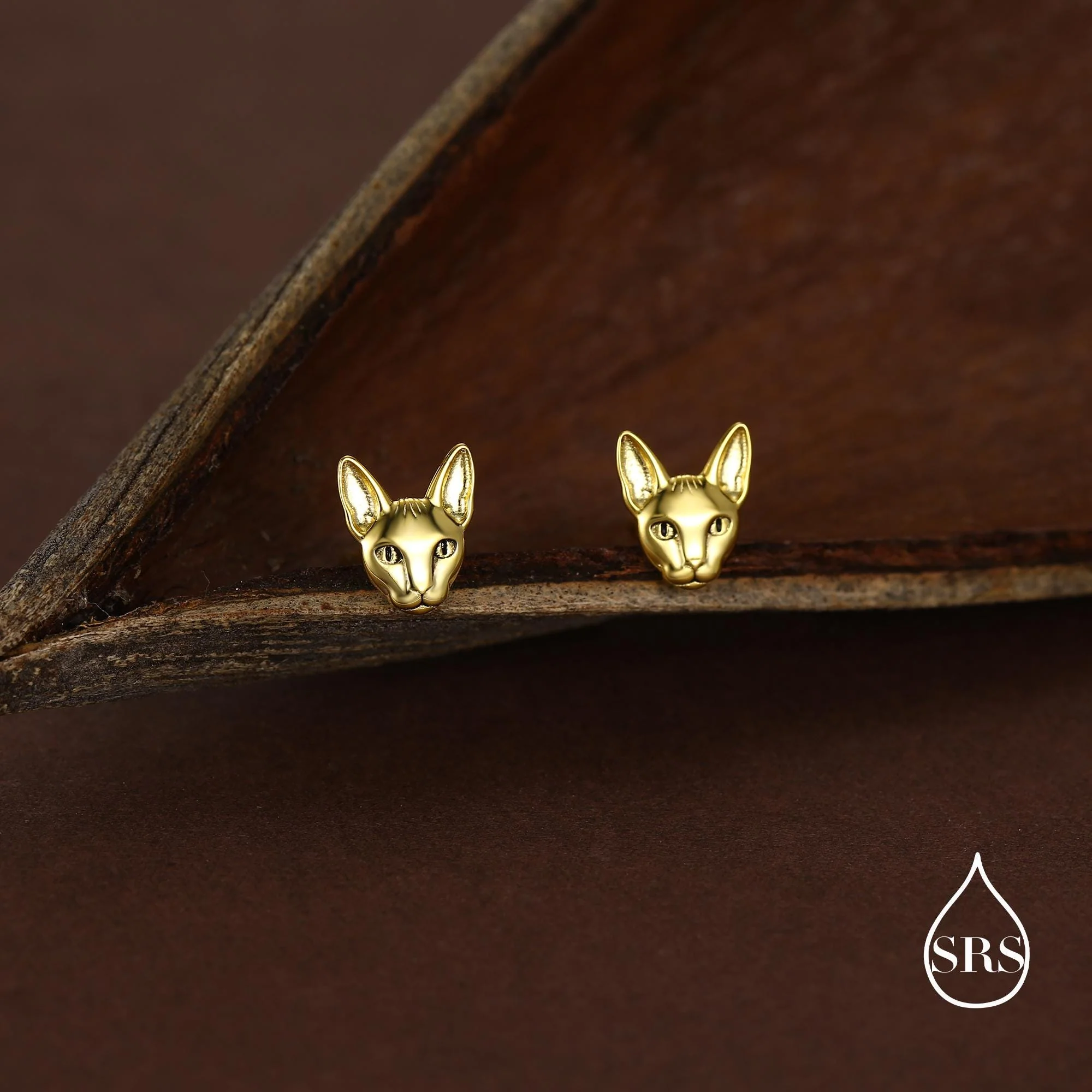 Sphynx Cat Stud Earrings in Sterling Silver - Image 5
