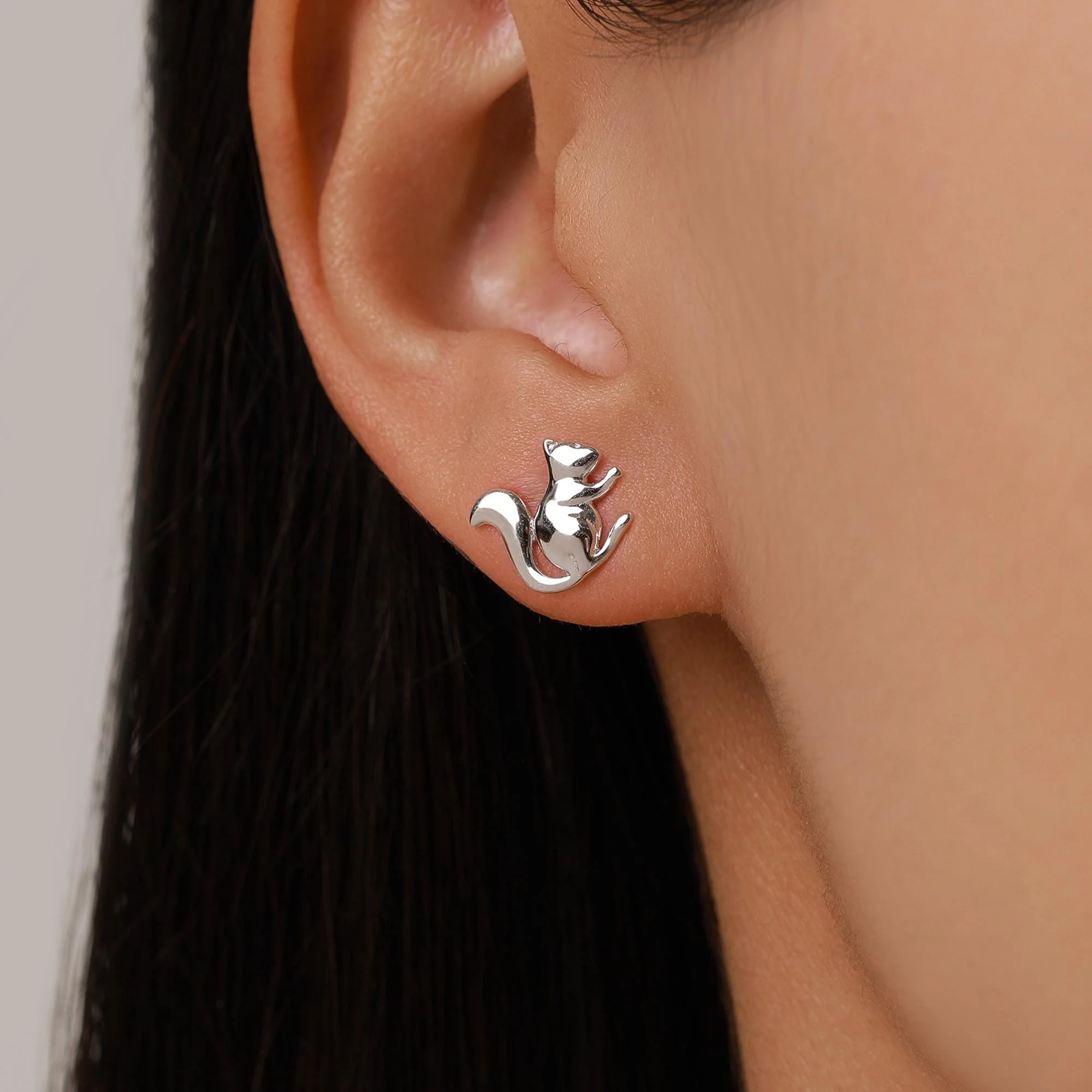 Squirrel Stud Earrings in Sterling Silver, Silver or Gold, Animal Earrings, Nature Inspired - Image 7