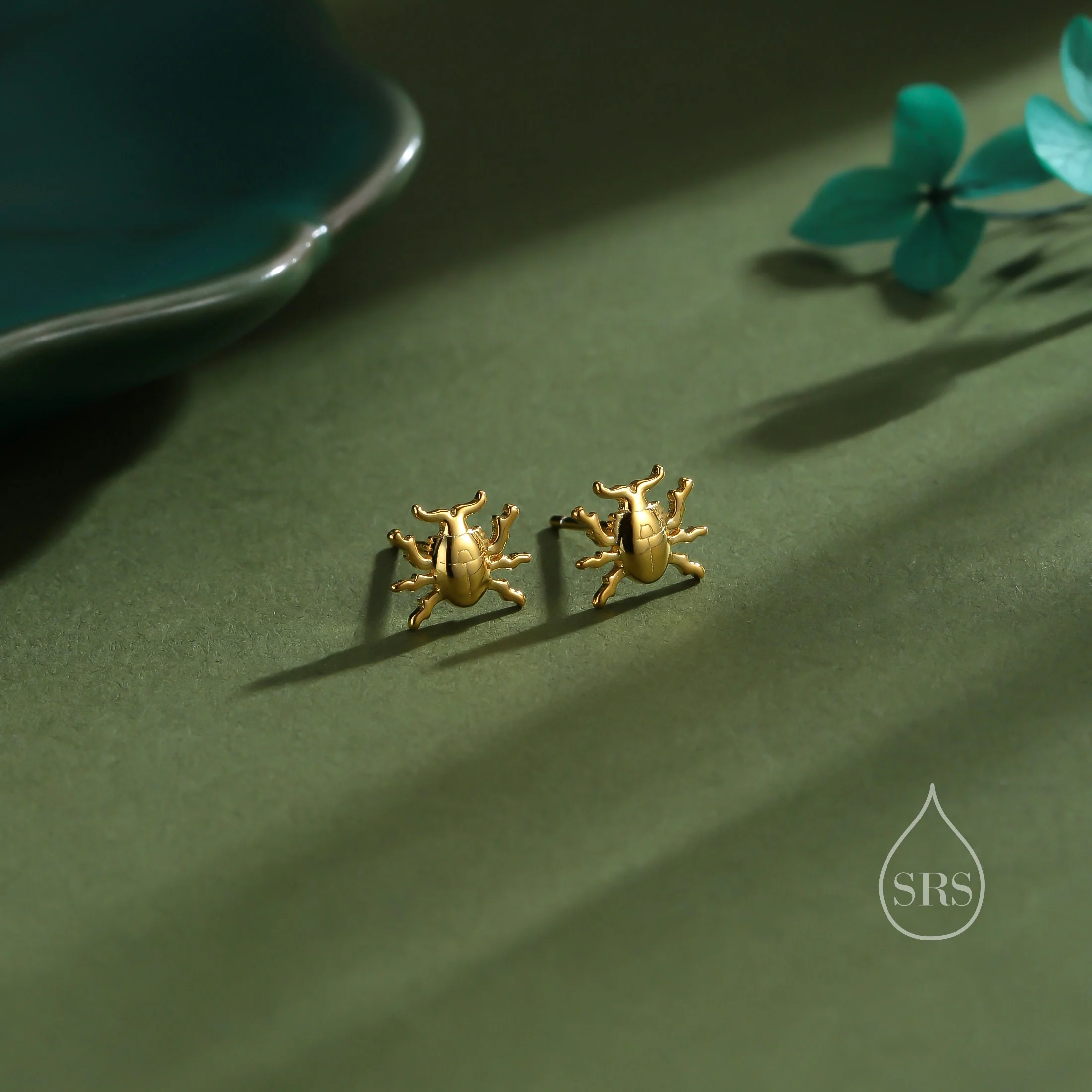 Stag Beetle Stud Earrings in Sterling Silver, Silver, Gold or Rose Gold, Cute Bug Stud, Cute and Quirky Stud Earrings - Image 4