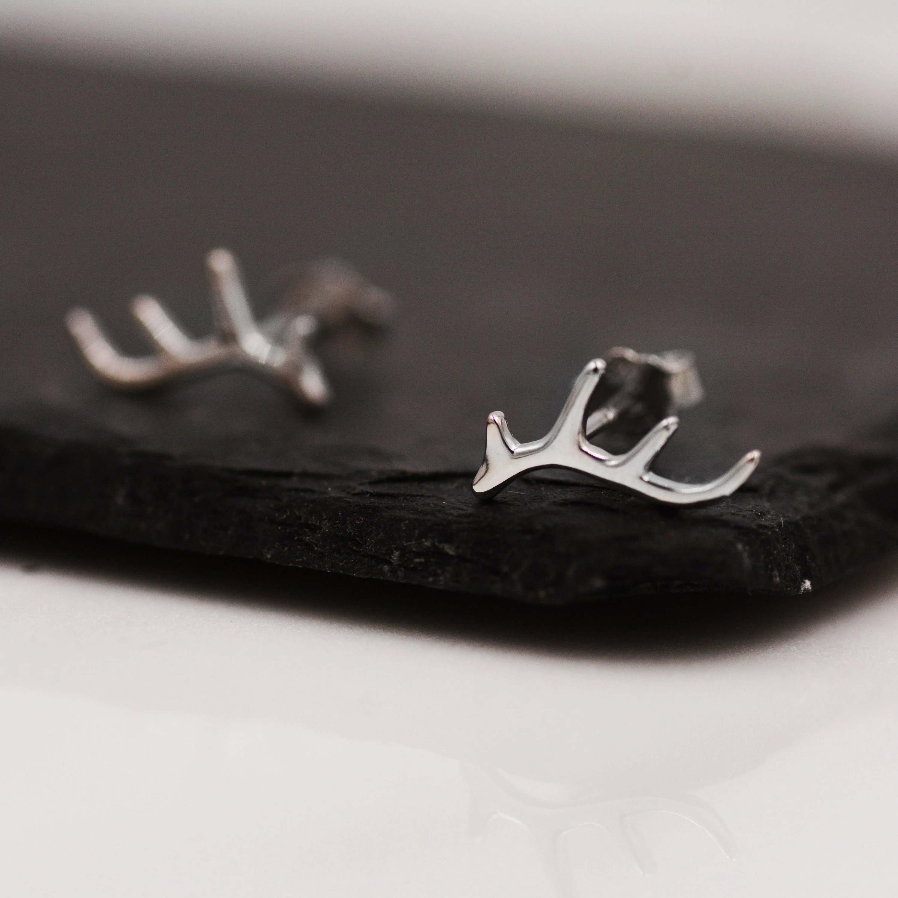 Stag Deer Antler Stud Earrings in Sterling Silver - Cute, Fun, Whimsical and Pretty Jewellery - Image 4