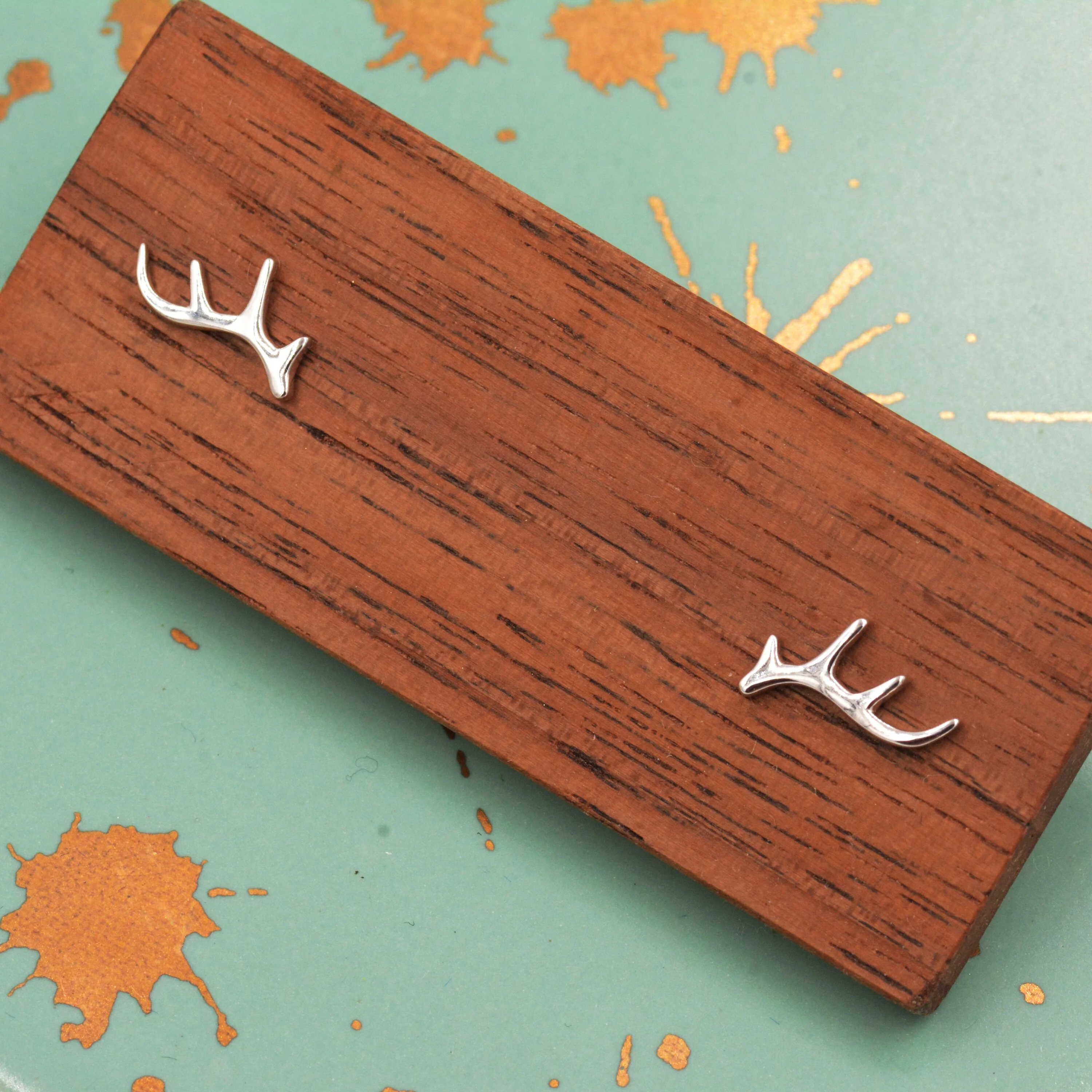 Stag Deer Antler Stud Earrings in Sterling Silver - Cute, Fun, Whimsical and Pretty Jewellery - Image 5