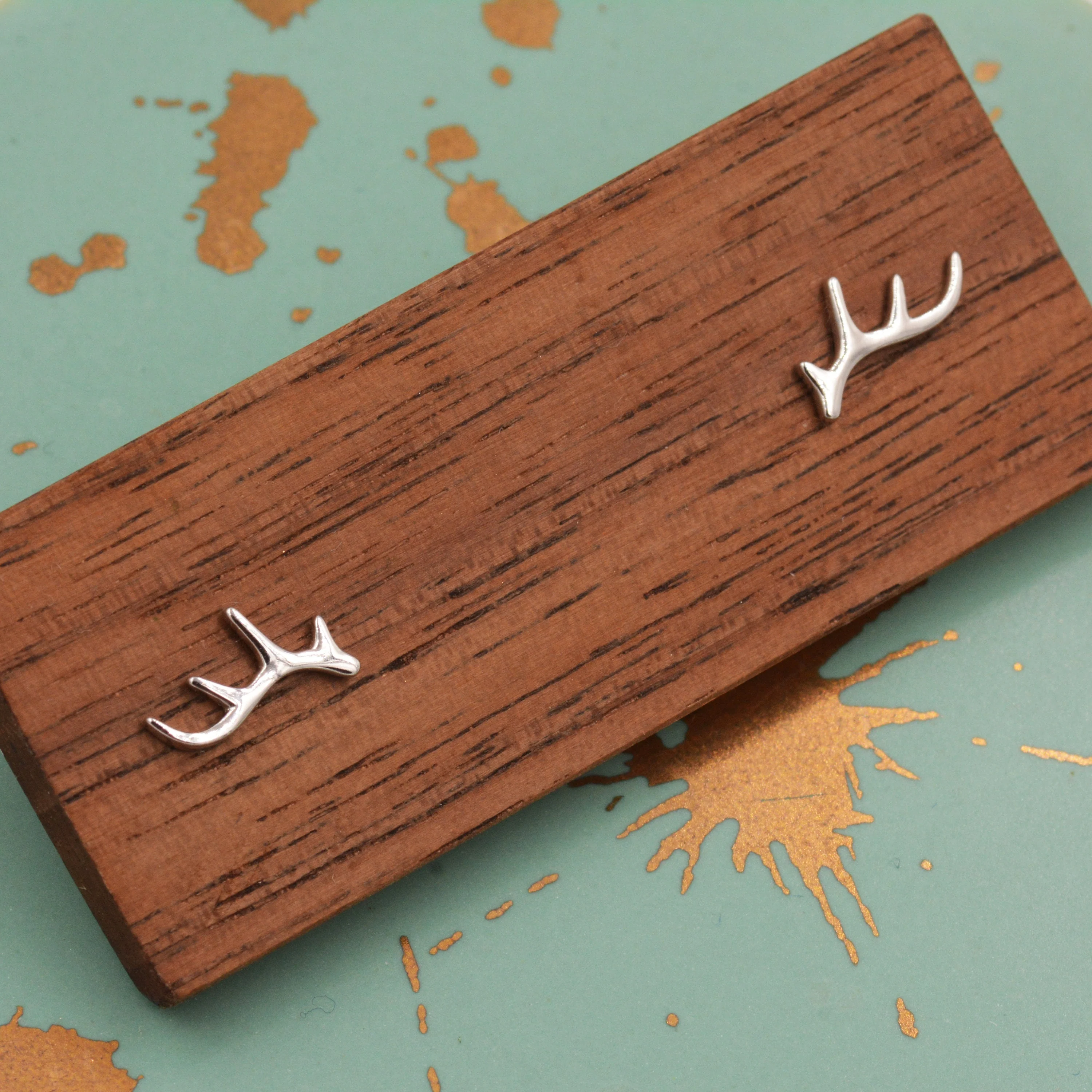 Stag Deer Antler Stud Earrings in Sterling Silver - Cute, Fun, Whimsical and Pretty Jewellery - Image 6