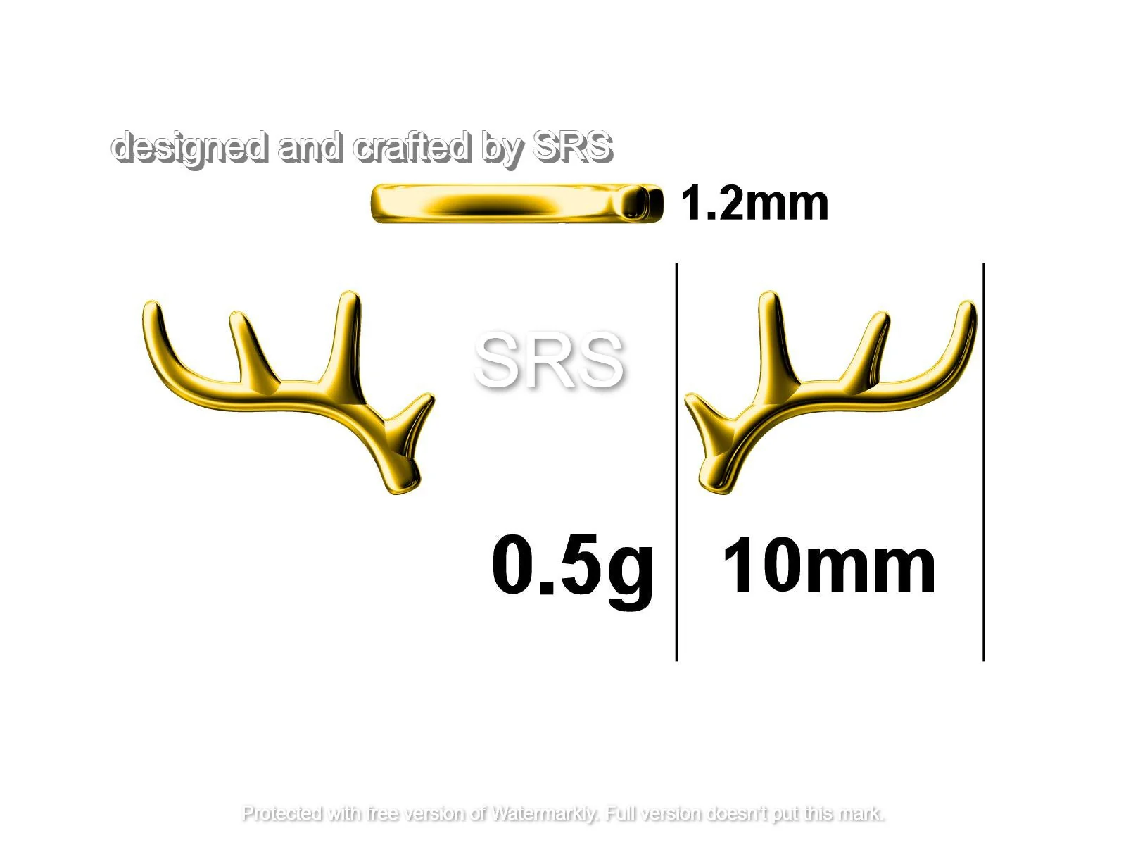 Stag Deer Antler Stud Earrings in Sterling Silver - Cute, Fun, Whimsical and Pretty Jewellery - Image 9