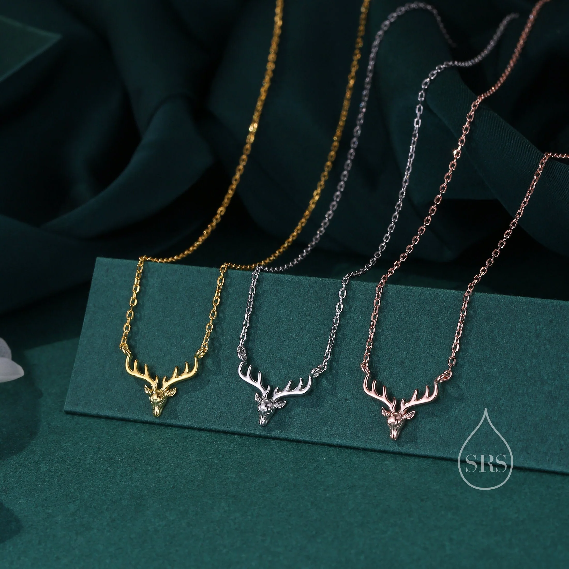 Stag Deer Necklace in Sterling Silver, Stag Head Necklace, Silver, Gold or Rose Gold - Cute Quirky and Fun Jewellery