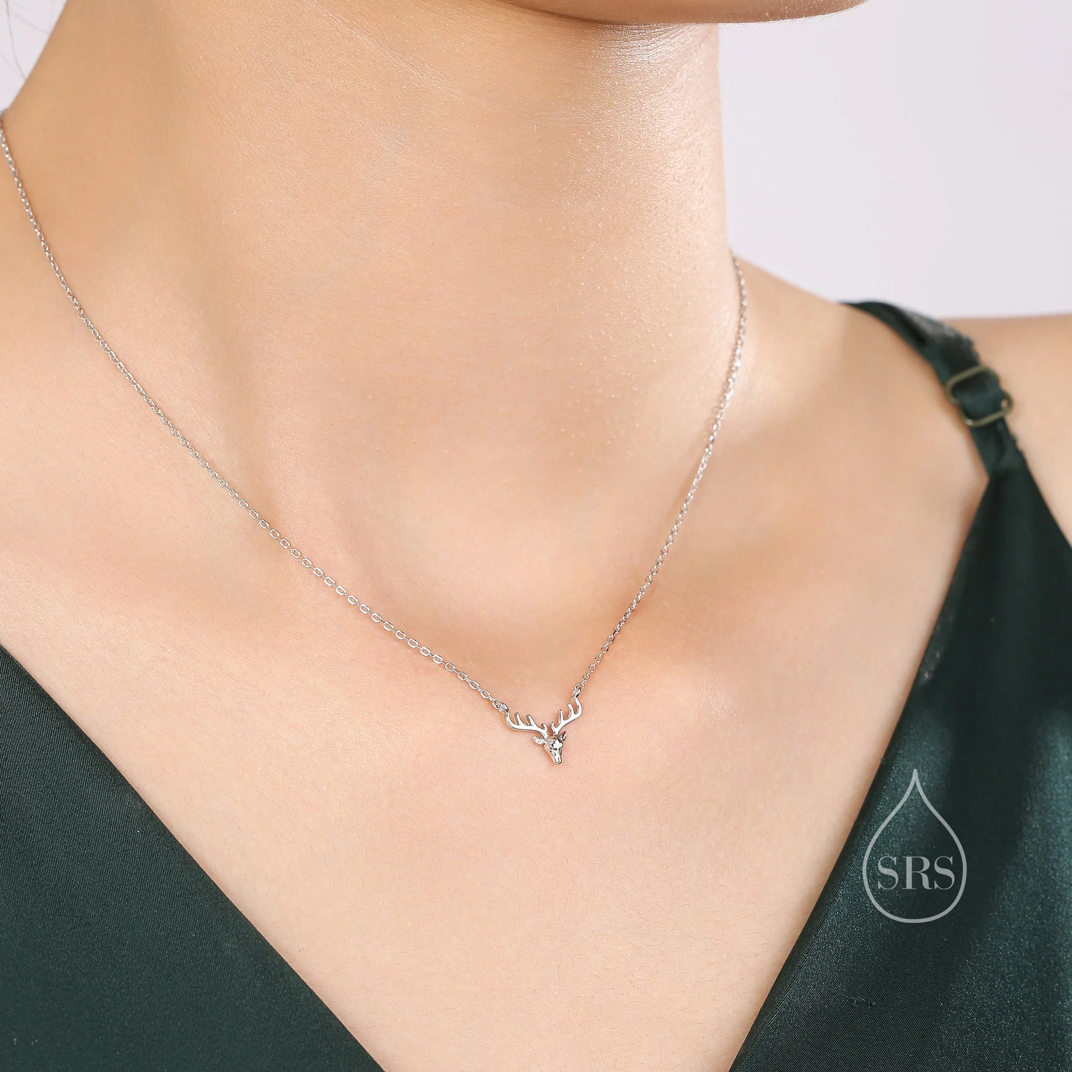 Stag Deer Necklace in Sterling Silver, Stag Head Necklace, Silver, Gold or Rose Gold - Cute Quirky and Fun Jewellery - Image 4