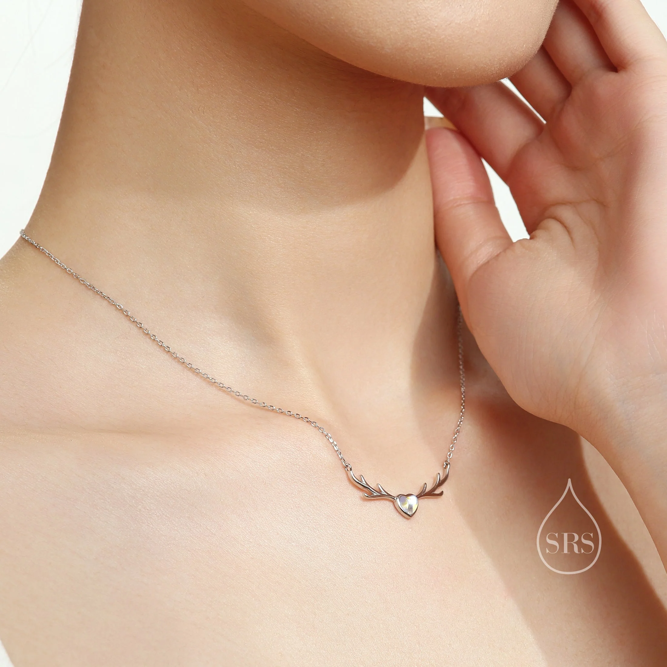 Stag Deer Necklace in Sterling Silver with Moonstone, Stag Head Moonstone Necklace, Silver or Gold - Cute Quirky and Fun Jewellery - Image 6
