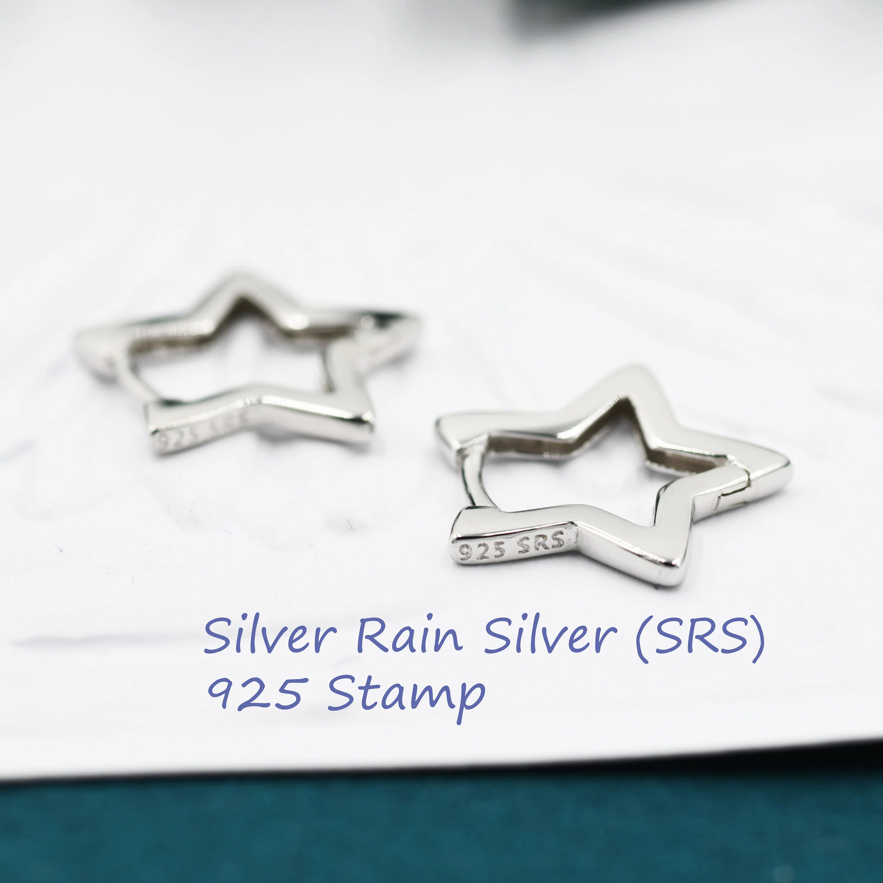 Star Huggie Hoop in Sterling Silver, Silver or Gold, Fun Star Hoop Earrings, Star Earrings - Image 3