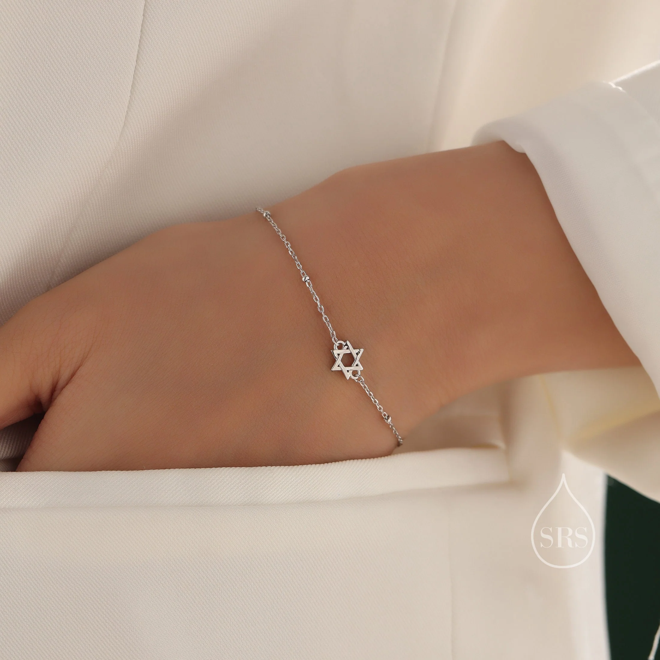 Star of David Bracelet in Sterling Silver, Silver or Gold or Rose Gold, Star Bracelet, Star Jewellery - Image 2