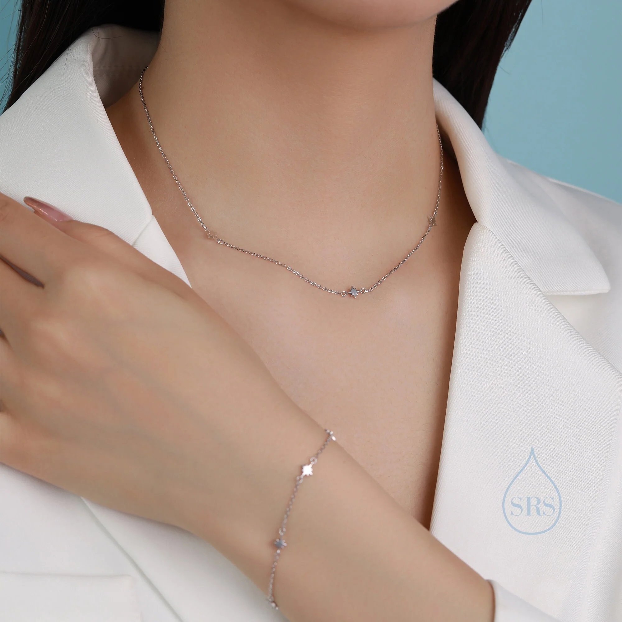 Starburst Bracelet/Necklace in Sterling Silver, North Star Bracelet/ Necklace, Sunburst/Star Bracelet/ Necklace, Star Motif - Image 7