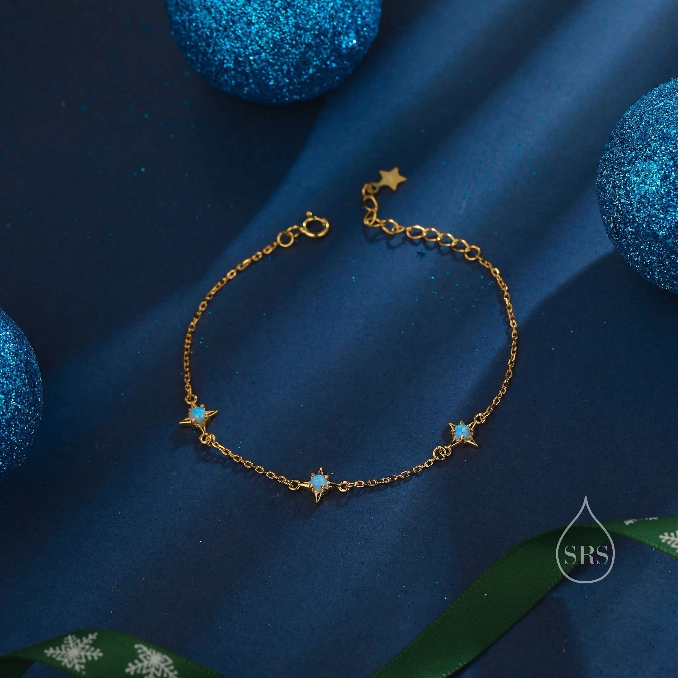 Starburst Charm Bracelet in Sterling Silver with Opal or Moonstone, Silver, Gold or Rose Gold, North Star Bracelet, Sunburst Bracelet - Image 5