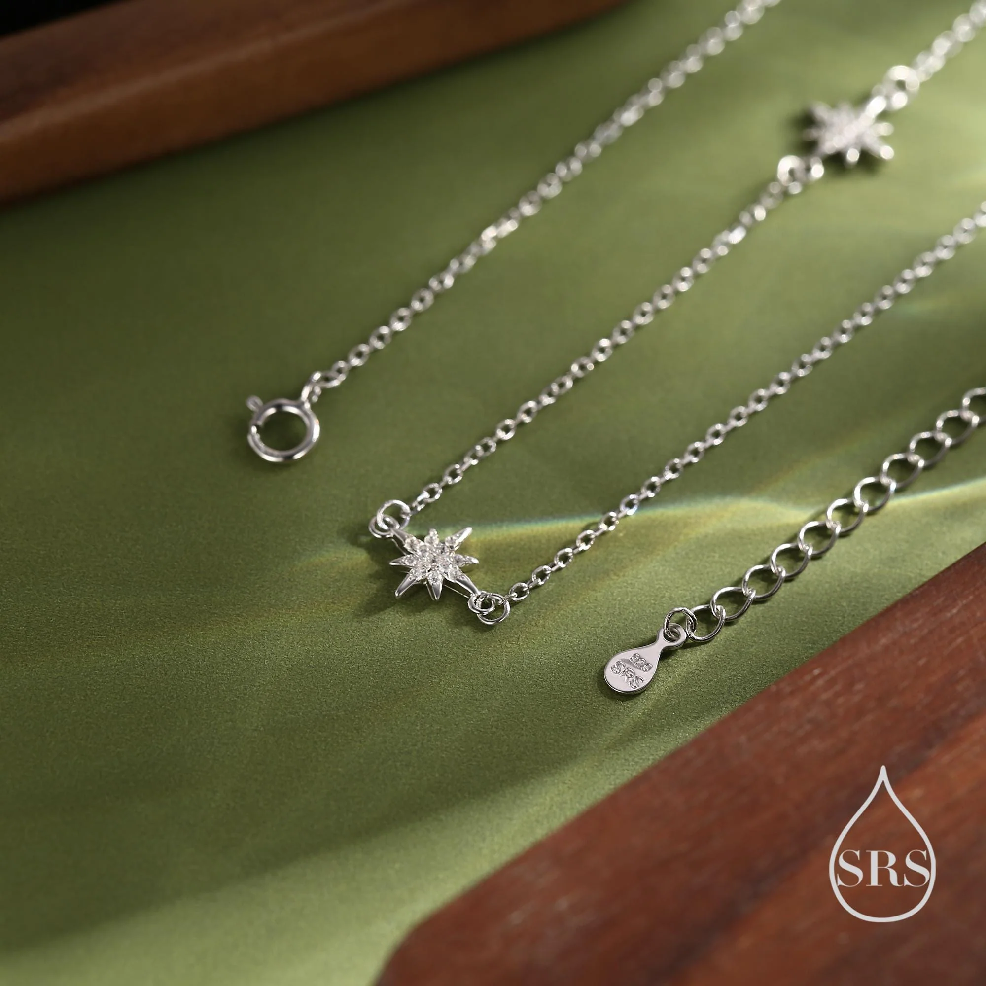 Starburst CZ Necklace in Sterling Silver, Silver or Gold or Rose Gold, Three Star Necklace, North Star Necklace, Sunburst Necklace, Star - Image 6