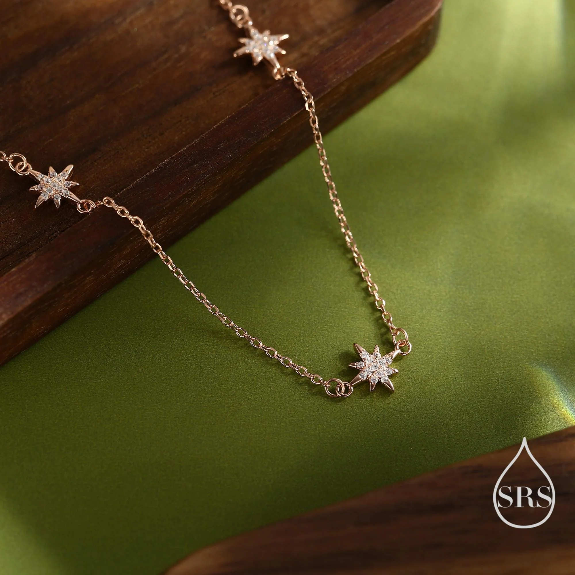 Starburst CZ Necklace in Sterling Silver, Silver or Gold or Rose Gold, Three Star Necklace, North Star Necklace, Sunburst Necklace, Star - Image 7