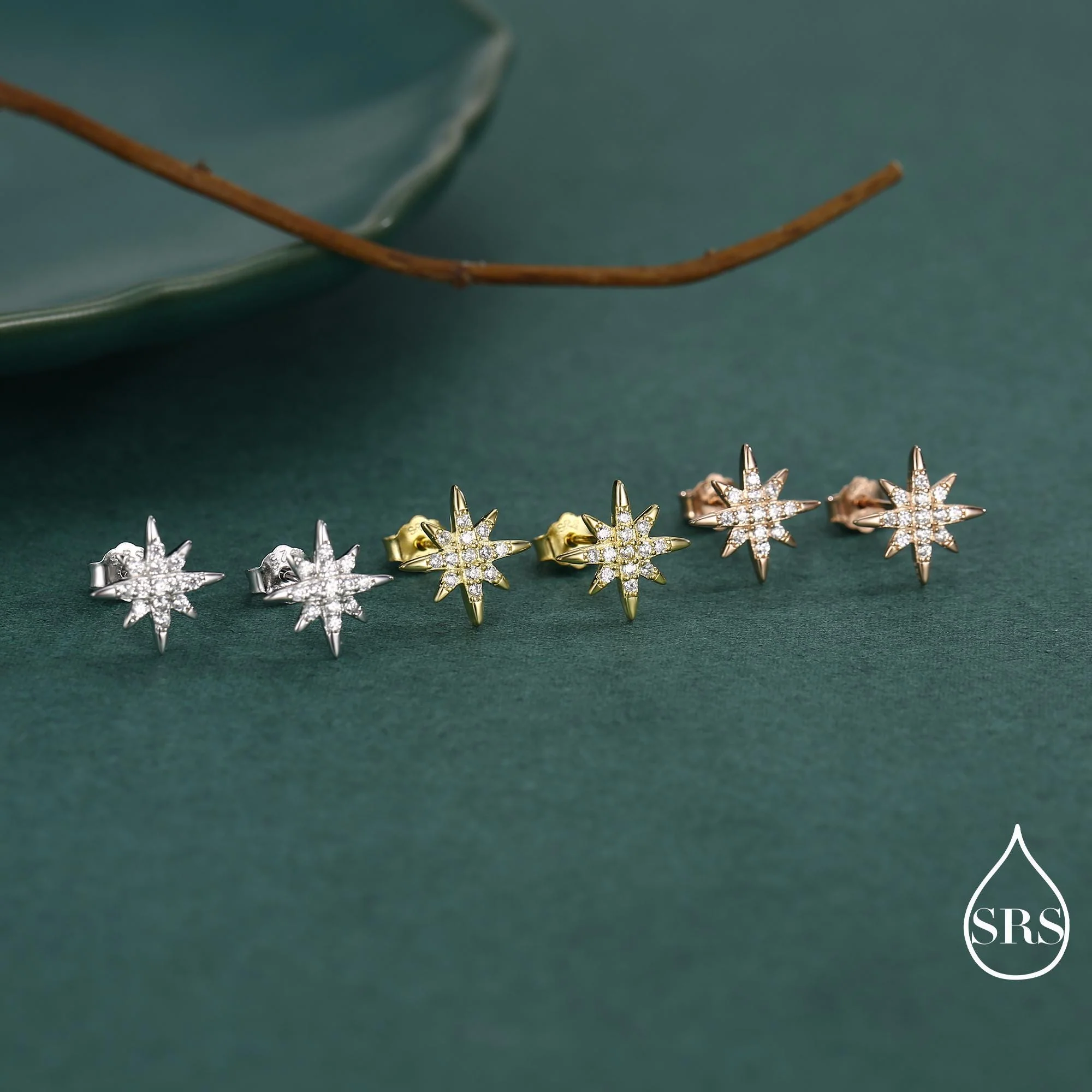Starburst Stud Earrings in Sterling Silver with Sparkly CZ Crystals, Dainty and Delicate Earrings, Celestial Jewellery - Image 8