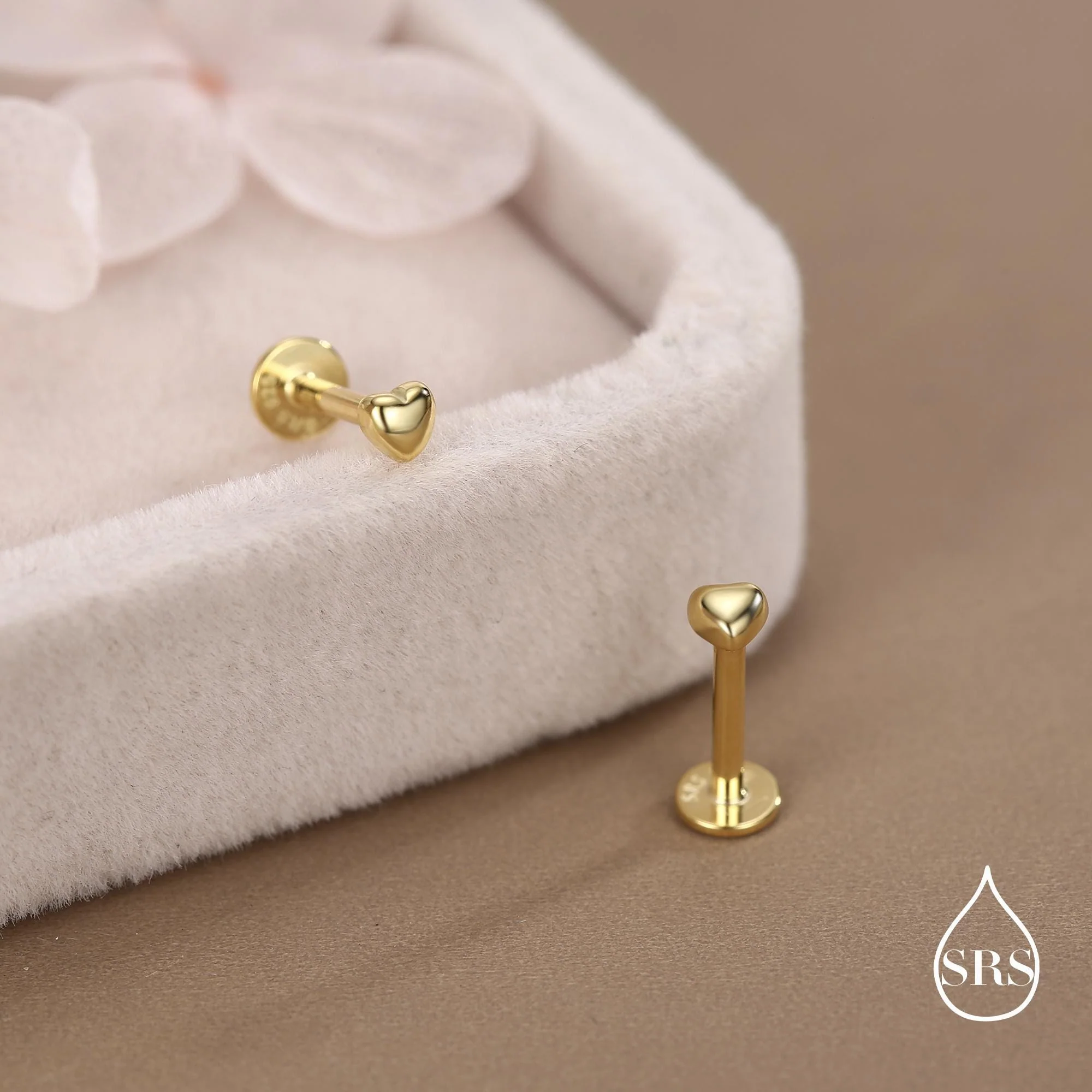 Sterling Silver 3mm Heart 16G Flat Back Stud Earrings - Image 5