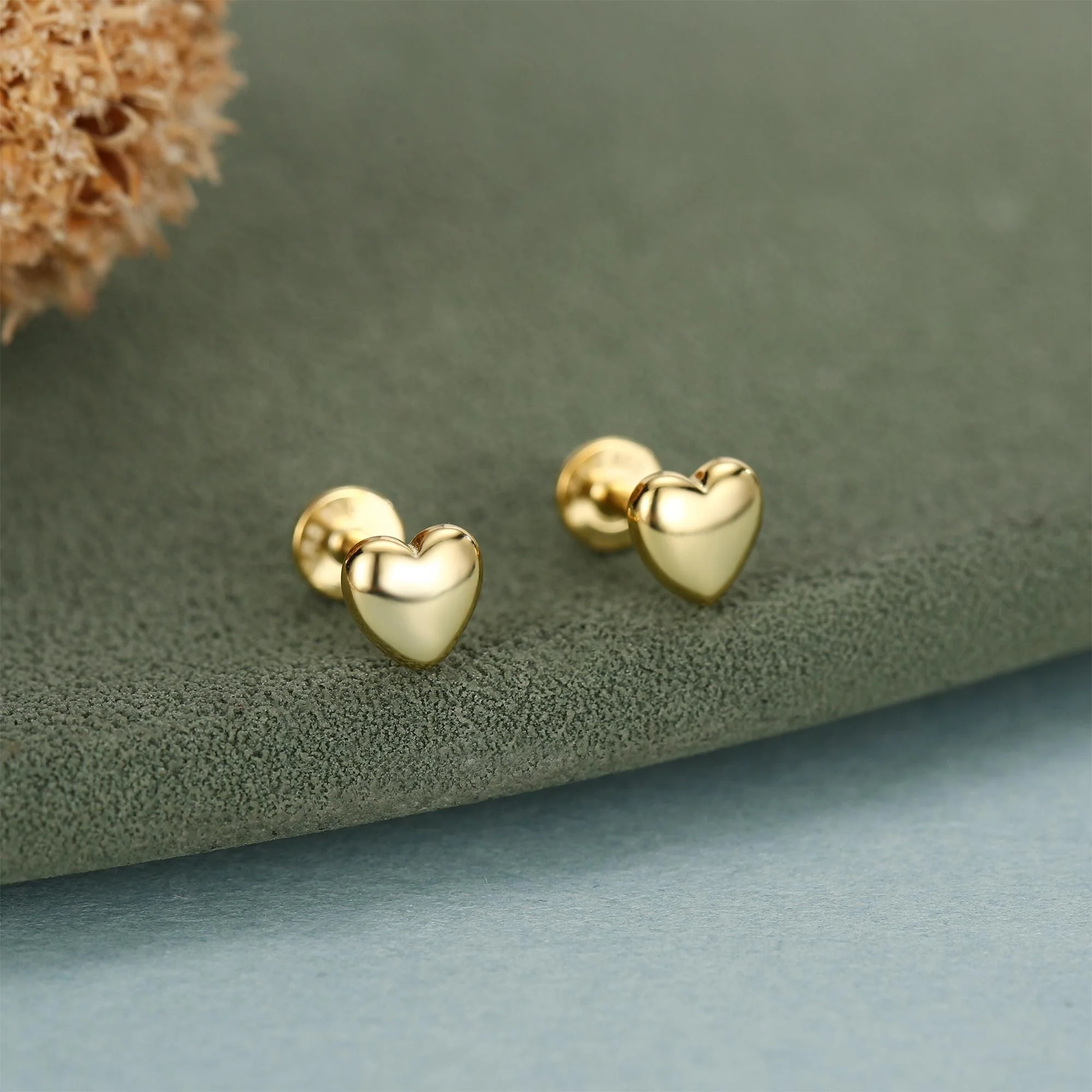 Sterling Silver 5mm Heart 16G Flat Back Stud Earrings - Image 13