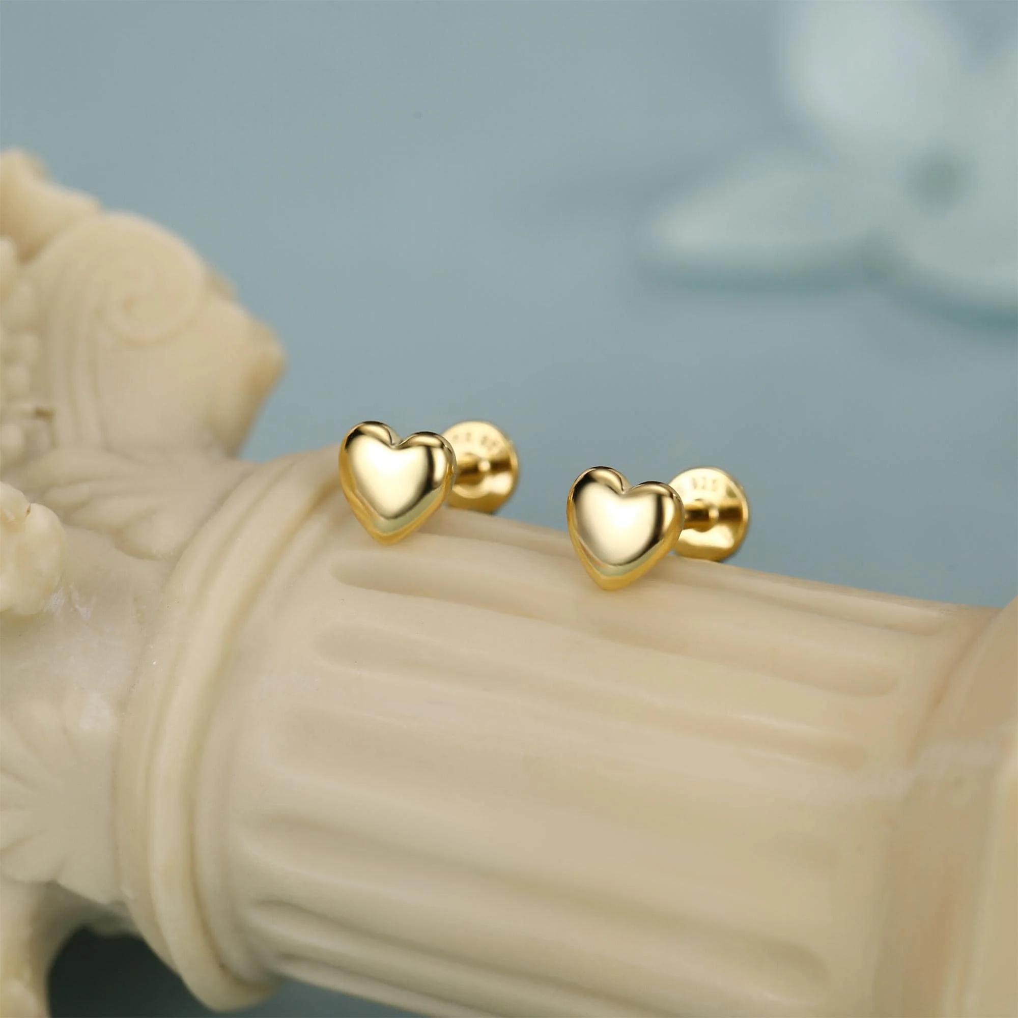Sterling Silver 5mm Heart 16G Flat Back Stud Earrings - Image 9