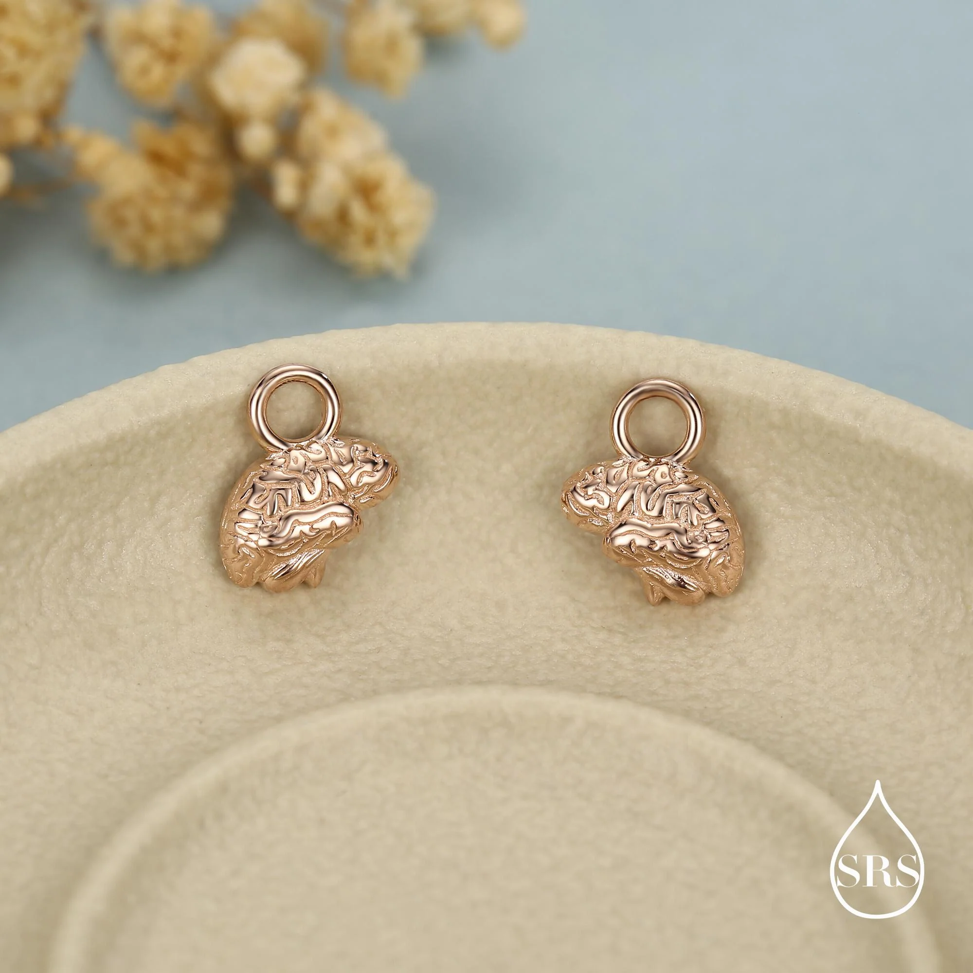 Sterling Silver Anatomical Brain Charms for Huggie Hoops - Image 3