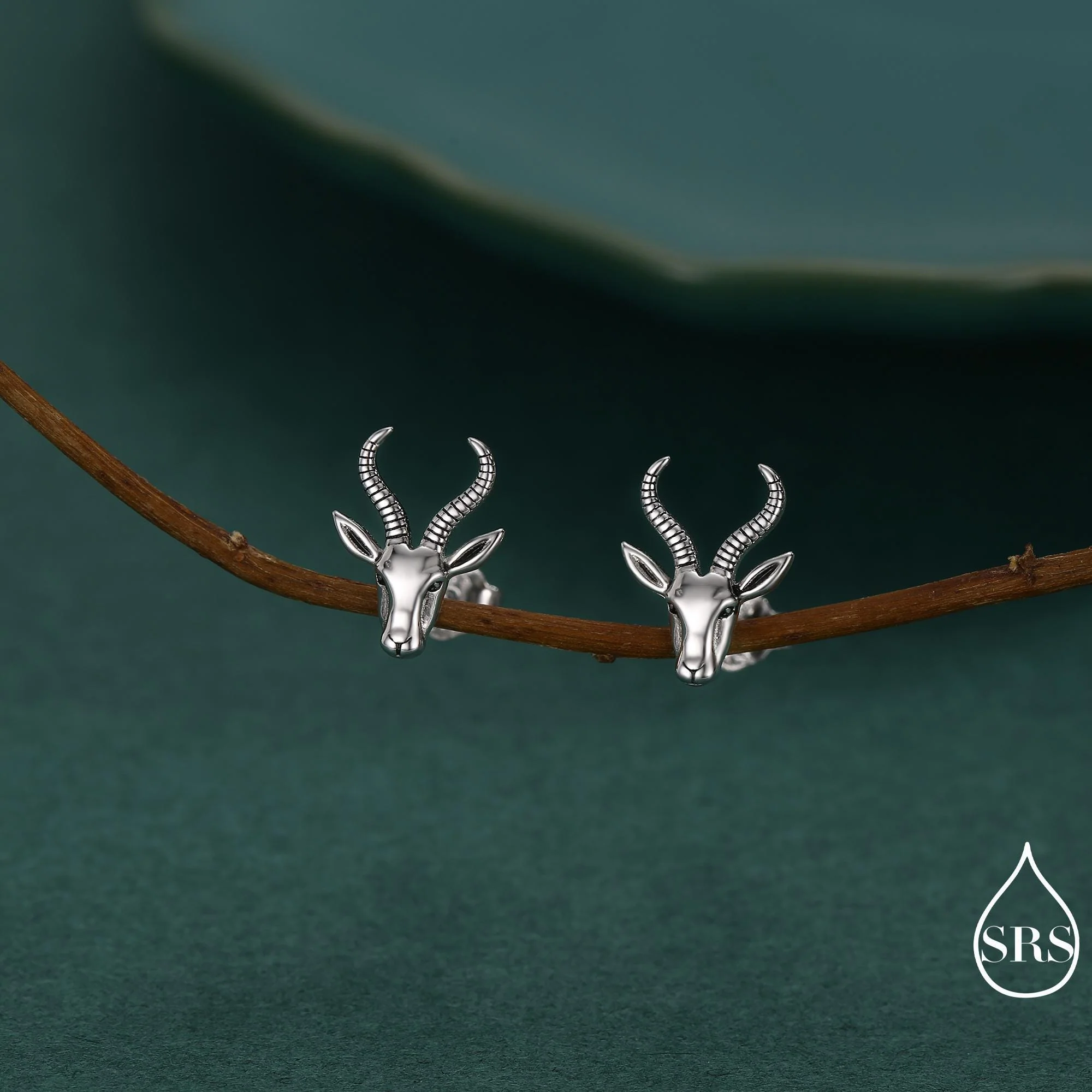 Sterling Silver Antelope / Deer Head Stud Earrings, Aries Jewellery, Animal Earrings, Nature Inspired - Image 3