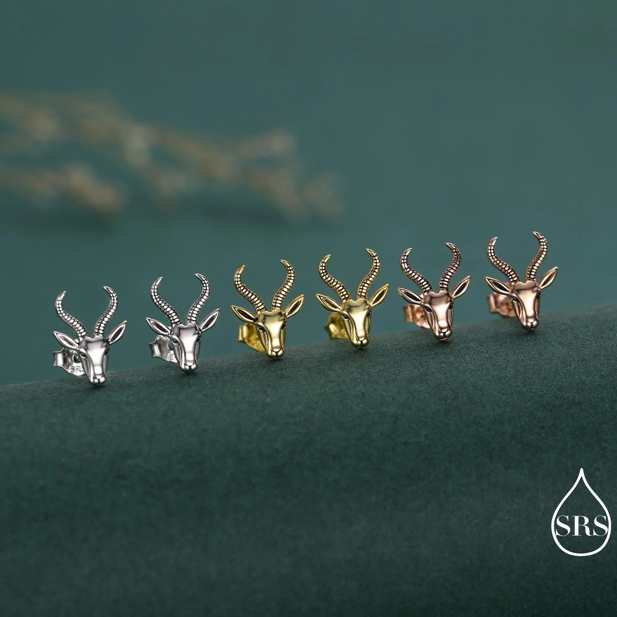 Sterling Silver Antelope / Deer Head Stud Earrings, Aries Jewellery, Animal Earrings, Nature Inspired - Image 5